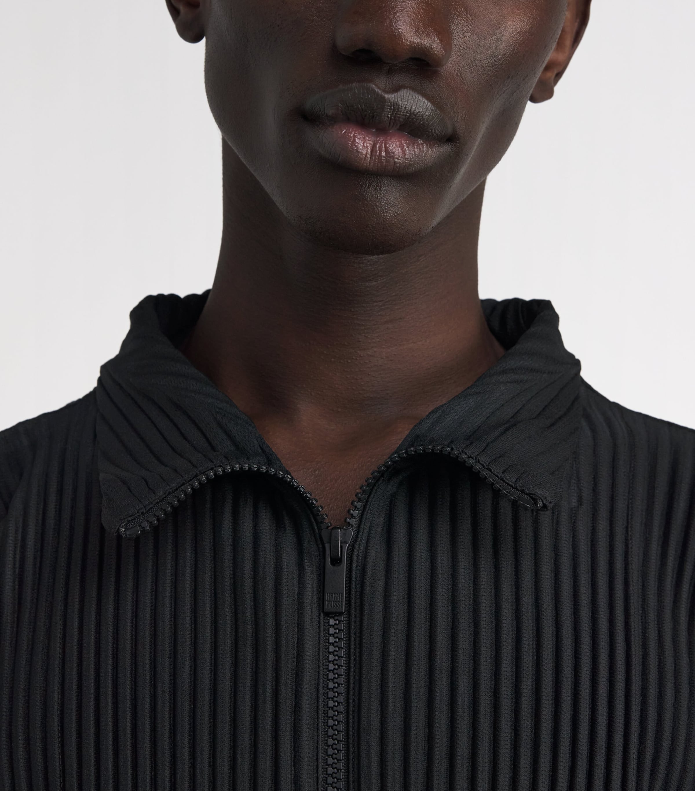 Pleated Half-Zip Sweater 15-BLACK Image 6