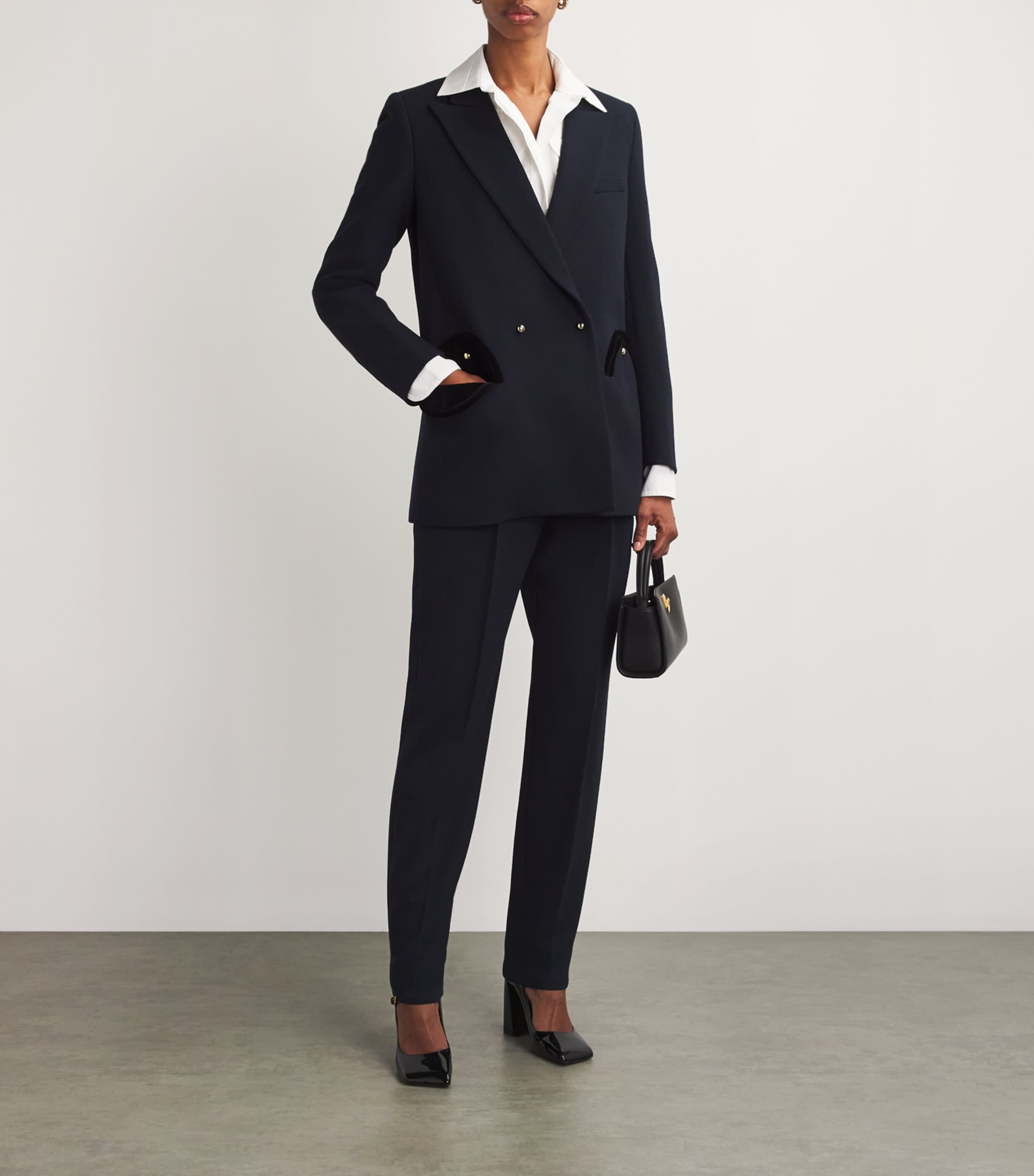 Blazé Milano Womens Virgin Wool Everyday Blazer Navy Image 2