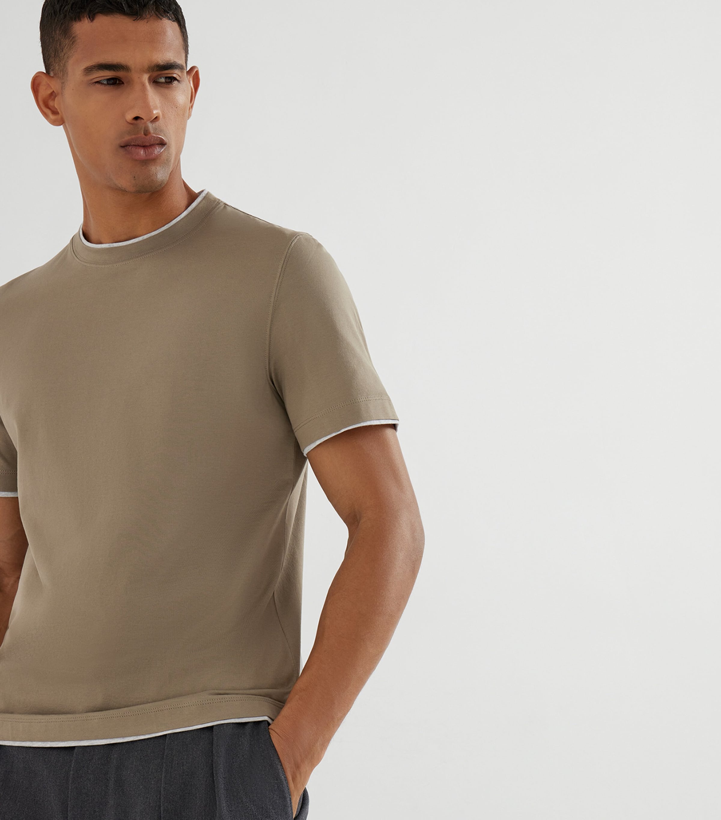 Brunello Cucinelli Brown Cotton T-Shirt | Harrods UK Brunello Cucinelli Brown Cotton T-Shirt | Harrods UK