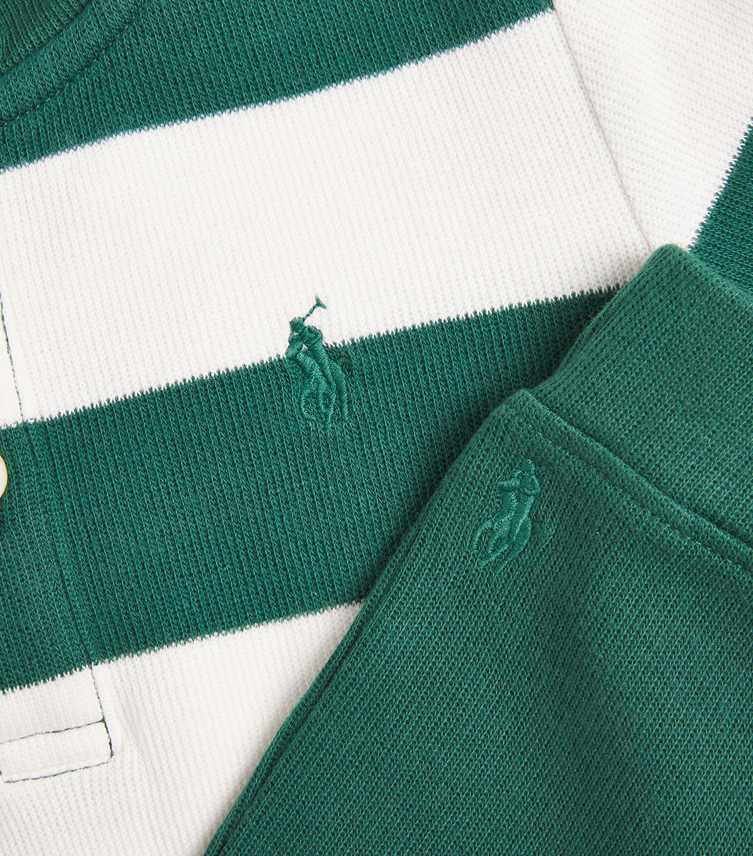 Ralph Lauren Kids Stripe Polo Sweater and Trousers Set (3-24 Months) Green Mu Image 4