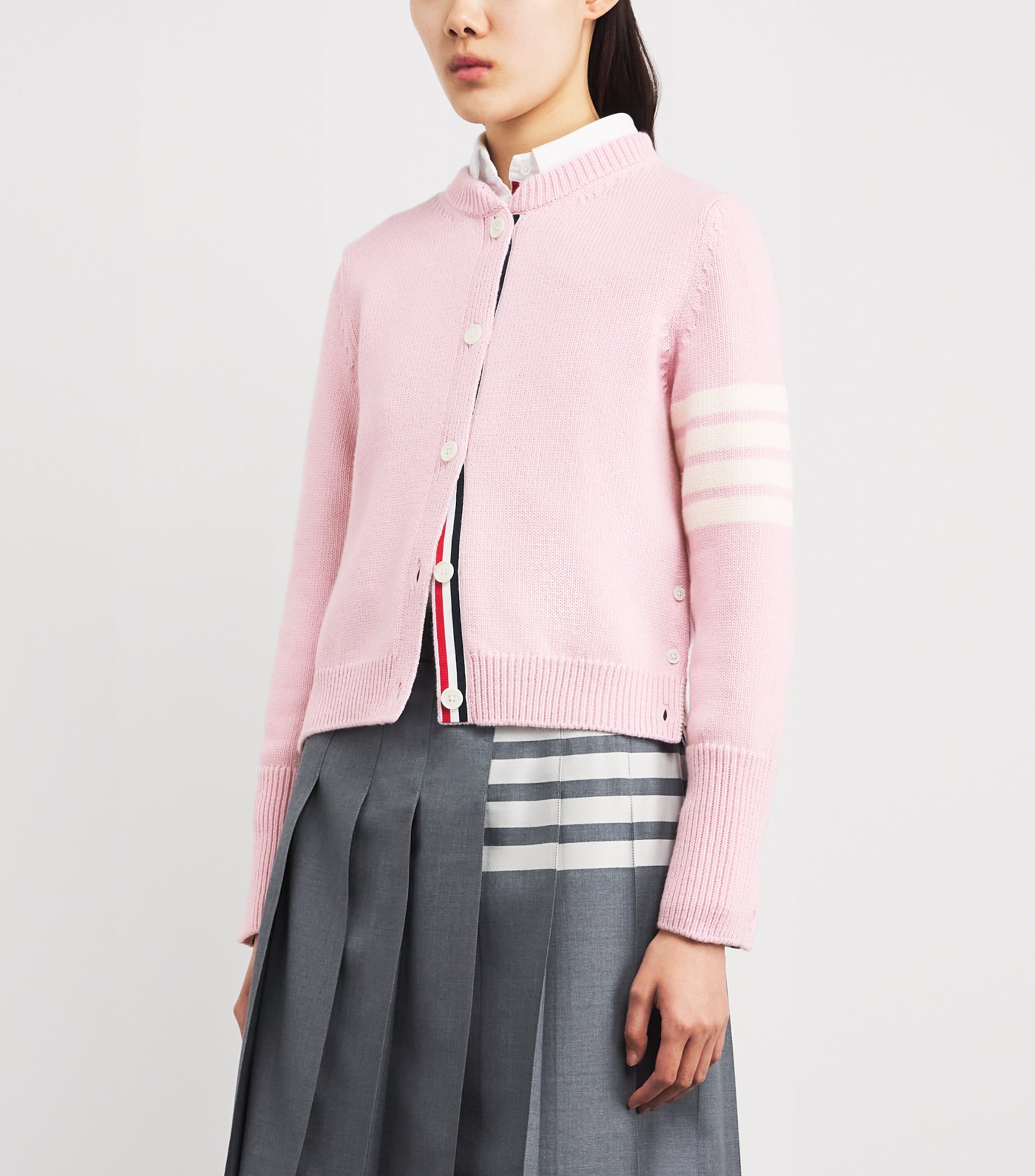 Wool Hector 4-Bar Cardigan LIGHT PINK Image 4