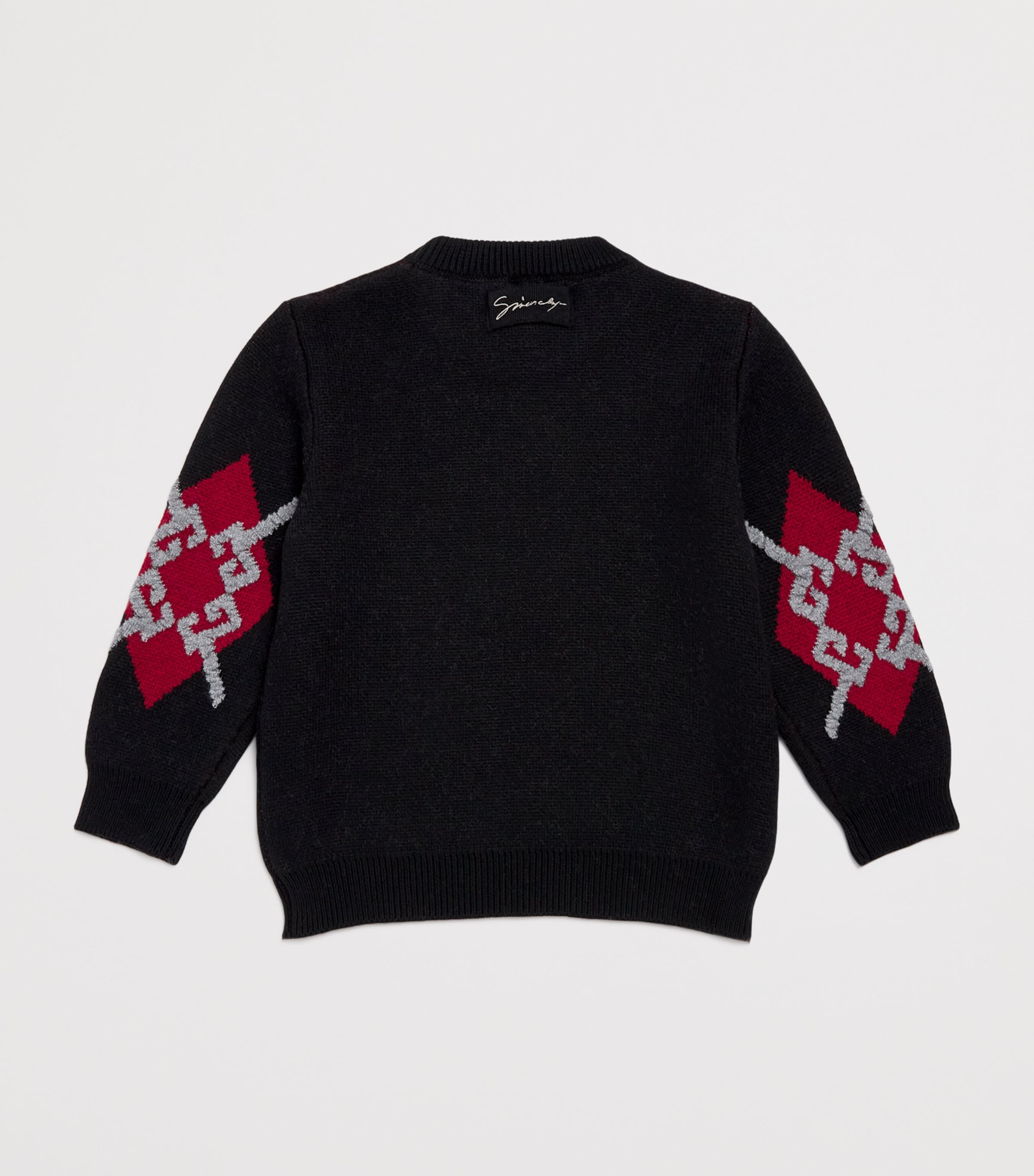 Jacquard Diamond Sweater (4-12+ Years) BLACK Image 2