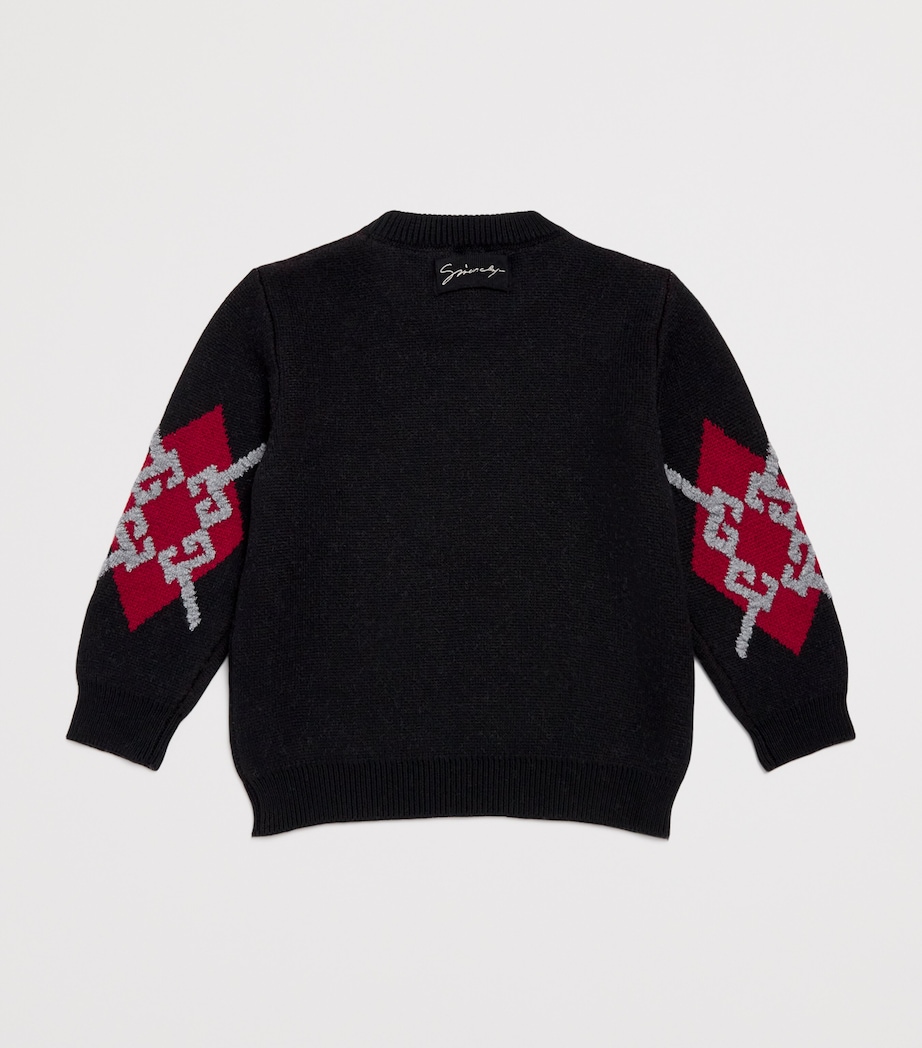 Jacquard Diamond Sweater (4-12+ Years) BLACK Image 2