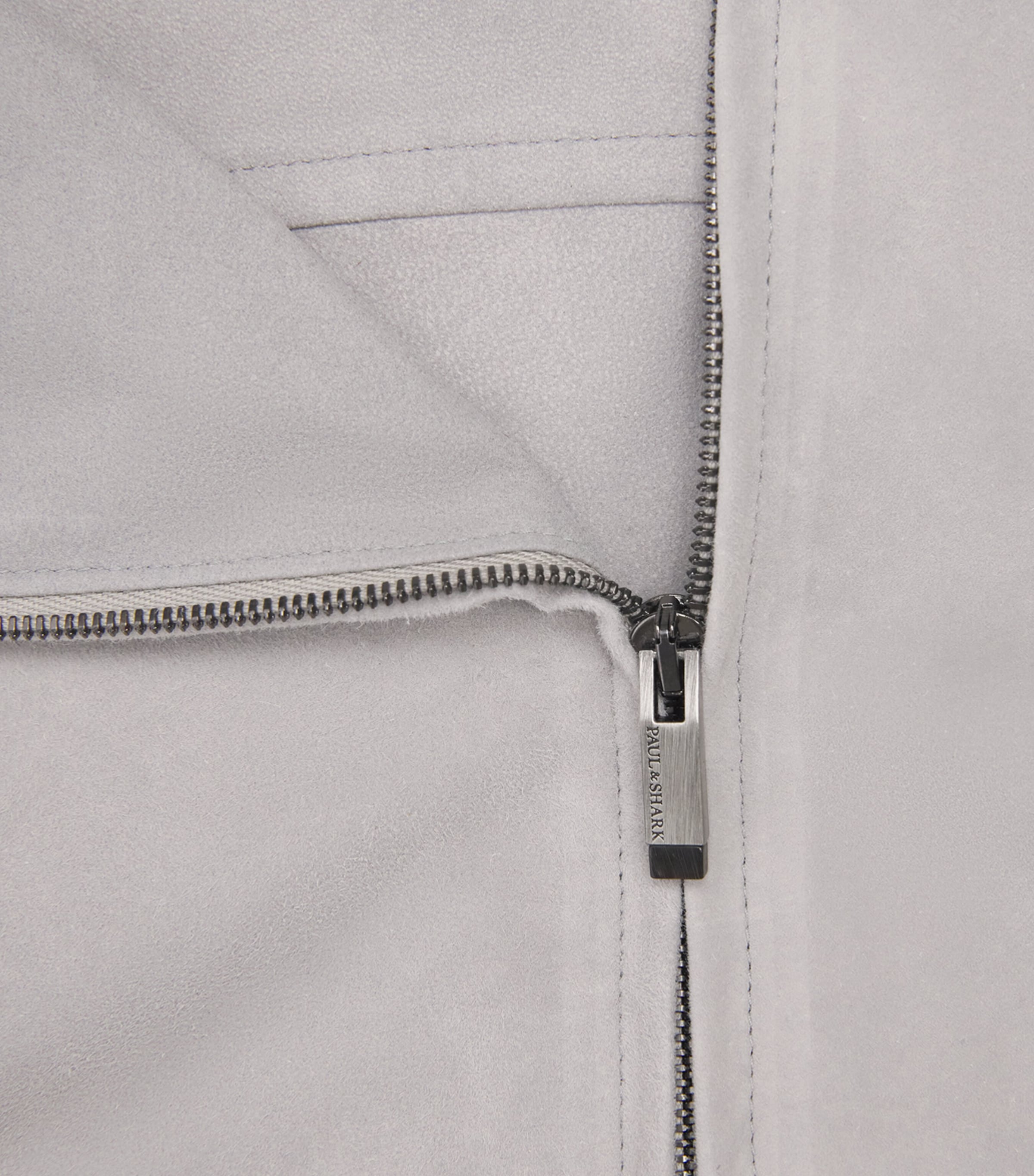 Paul & Shark Mens Aqua Suede Bomber Jacket Light Grey Image 6