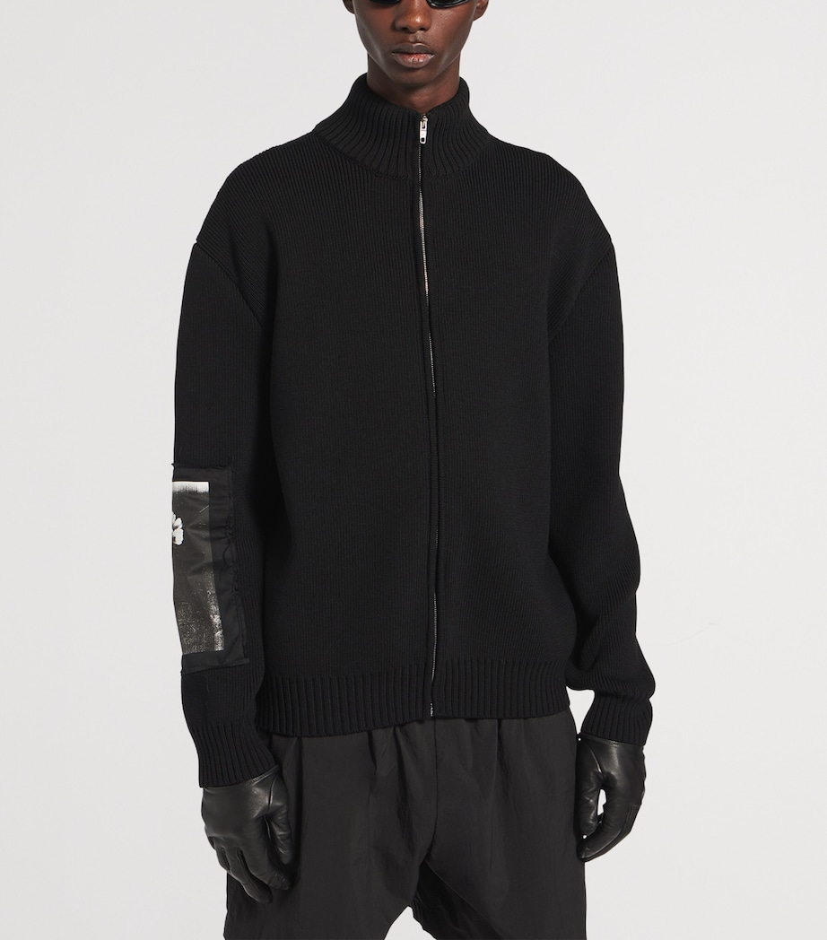 Balenciaga Mens Wool Artwork Patch Zip-Up Jacket Image 5