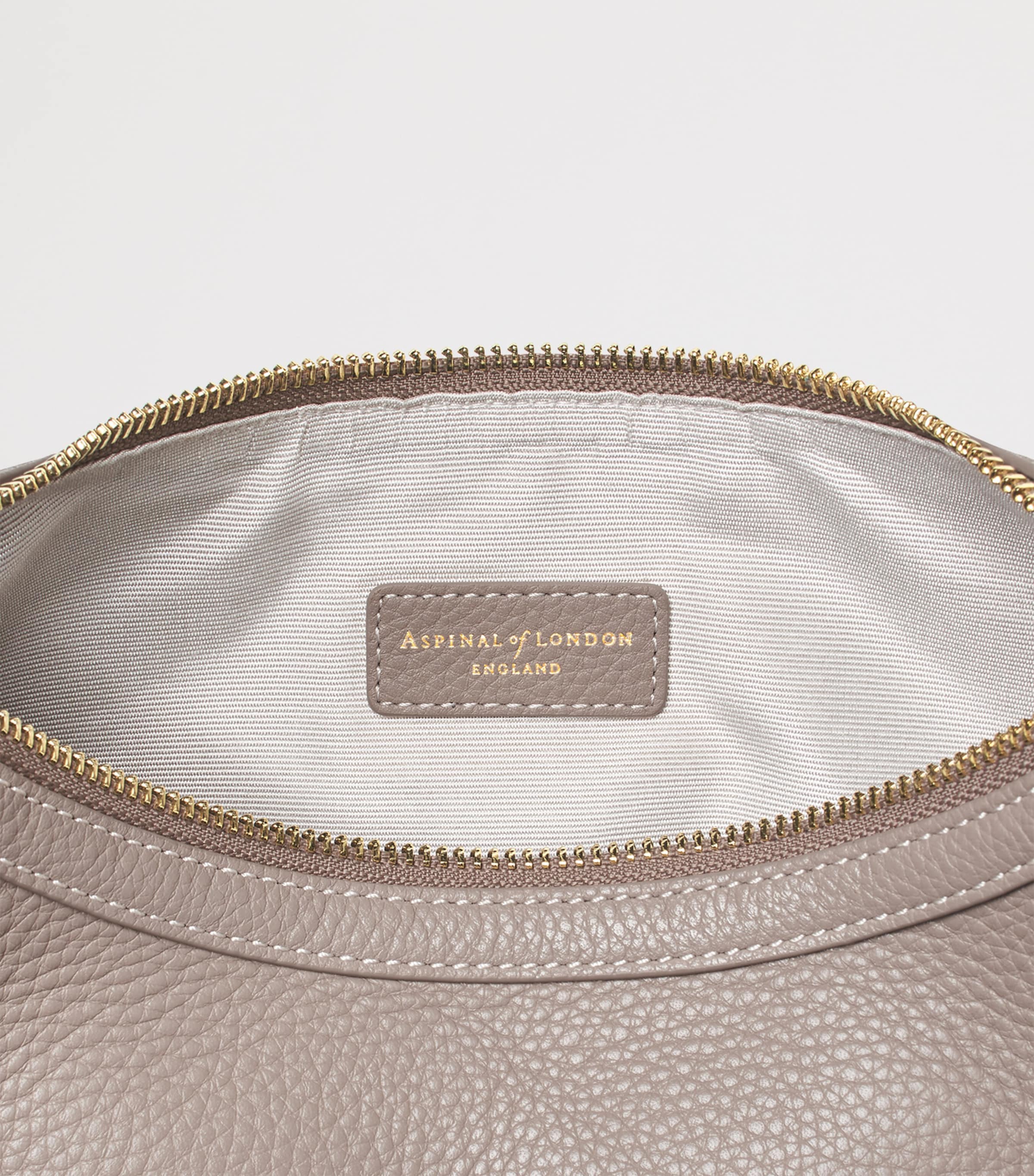 Aspinal Of London Small Leather Soho Crescent Shoulder Bag Moleskin Image 5