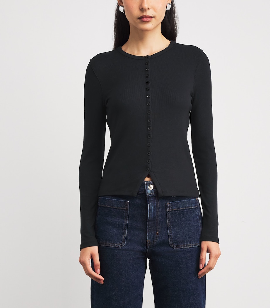 Rib Splay Cardigan BLACK Image 3