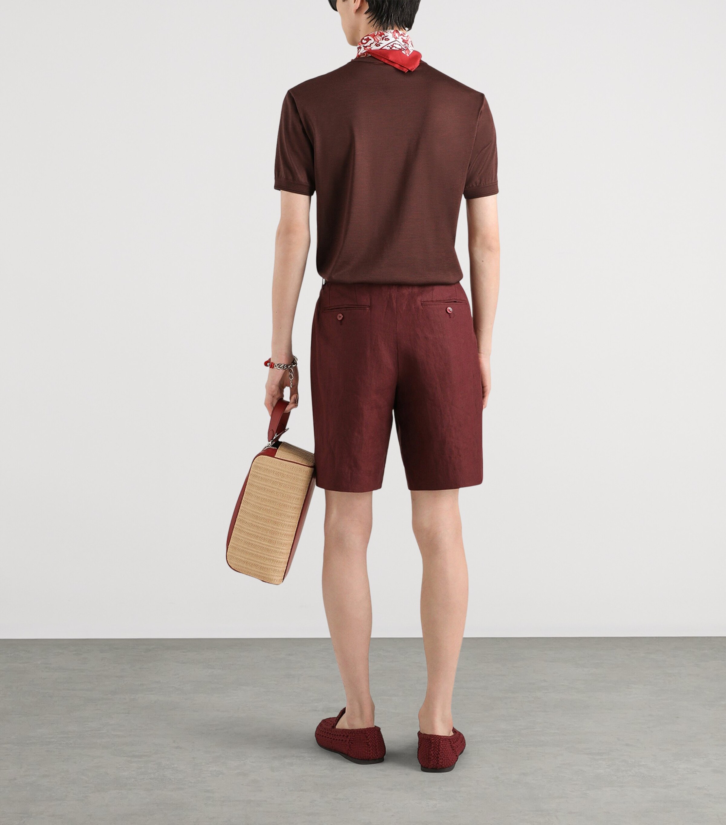 Dolce&Gabbana Mens Linen Tailored Shorts Brown Dark Vio Image 3