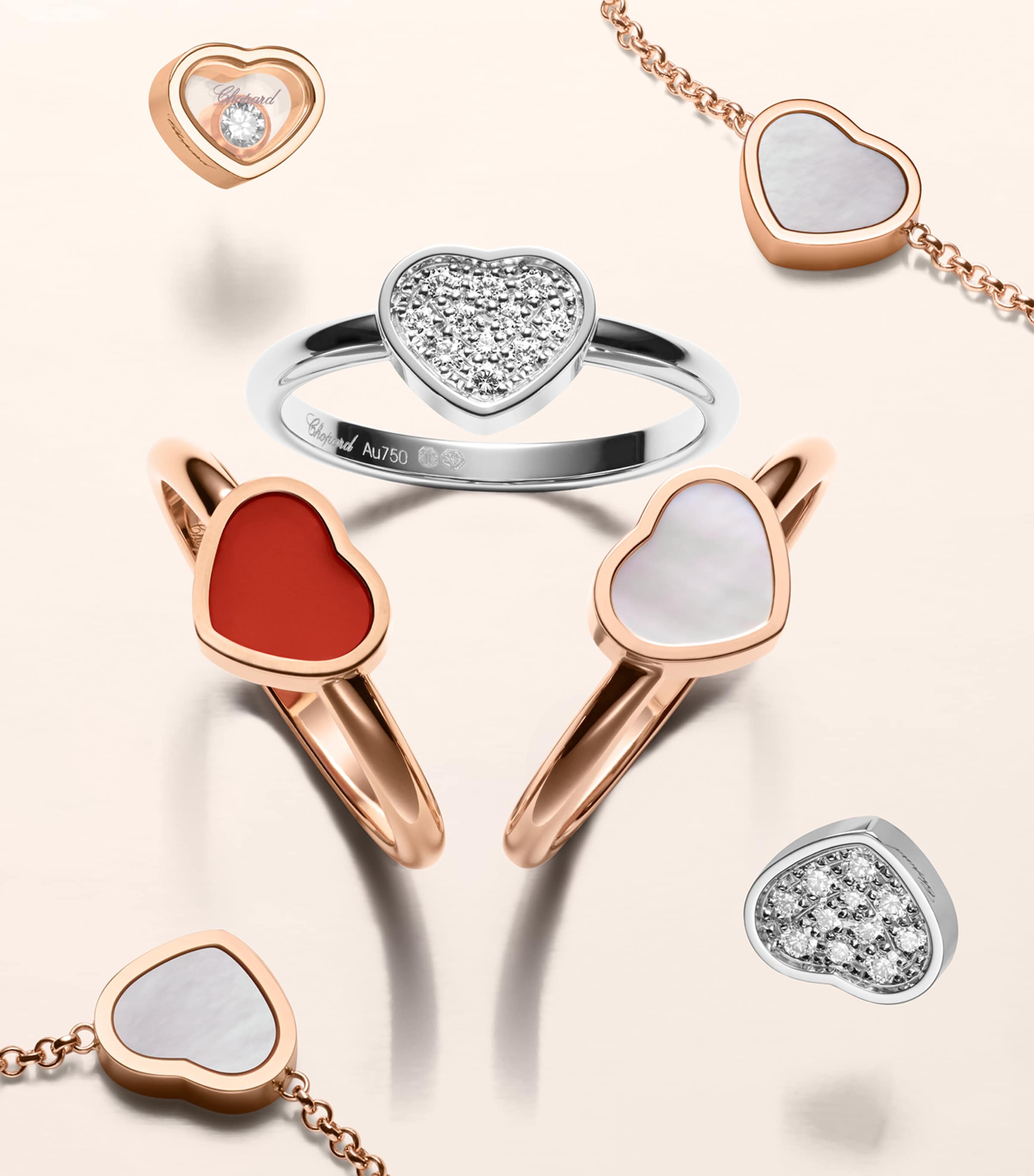 Rose Gold and Mother-of-Pearl My Happy Hearts Ring 18K ROSE GOLD Image 5