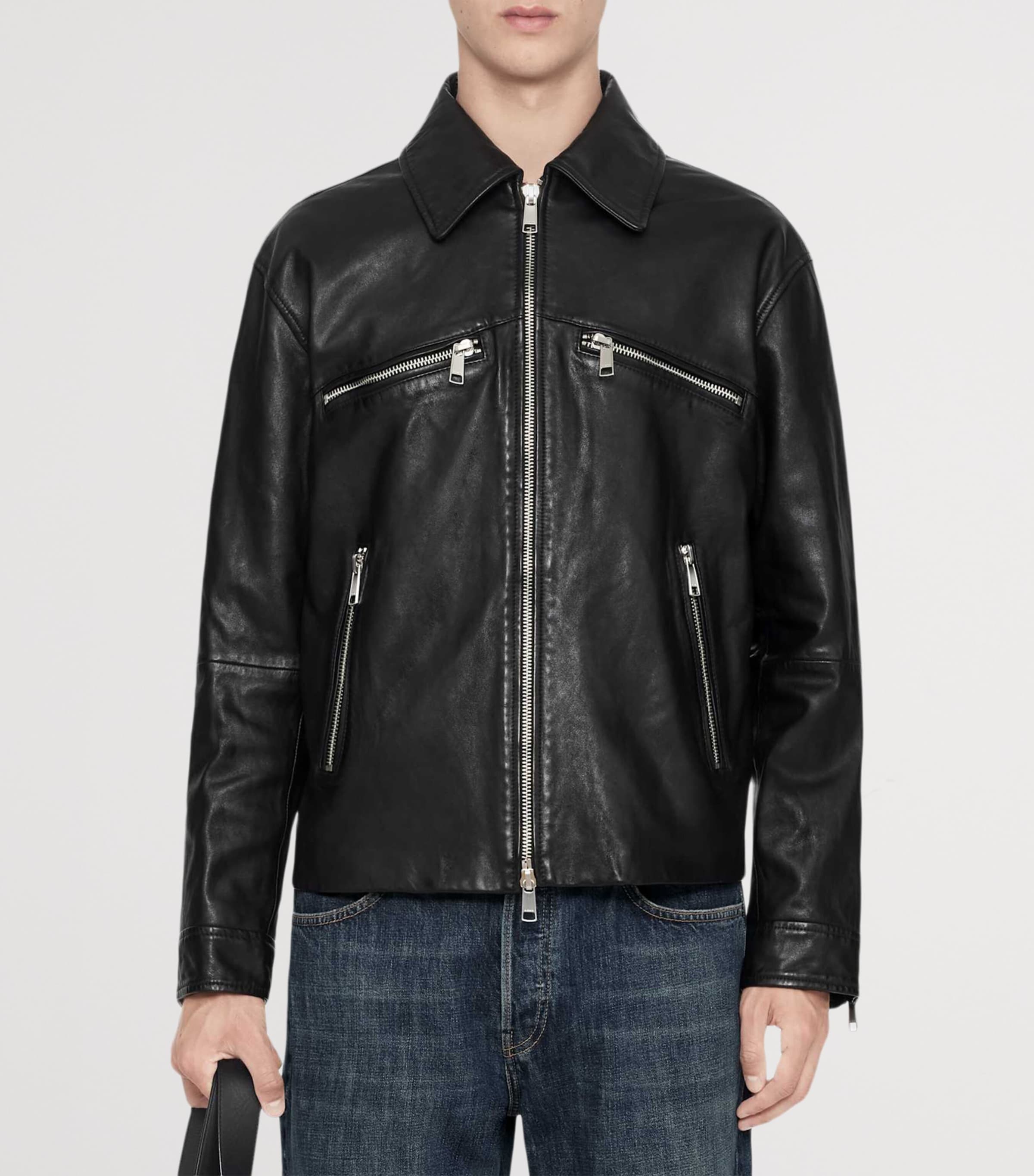 AllSaints Mens Lambskin Vegason Jacket Black Image 3