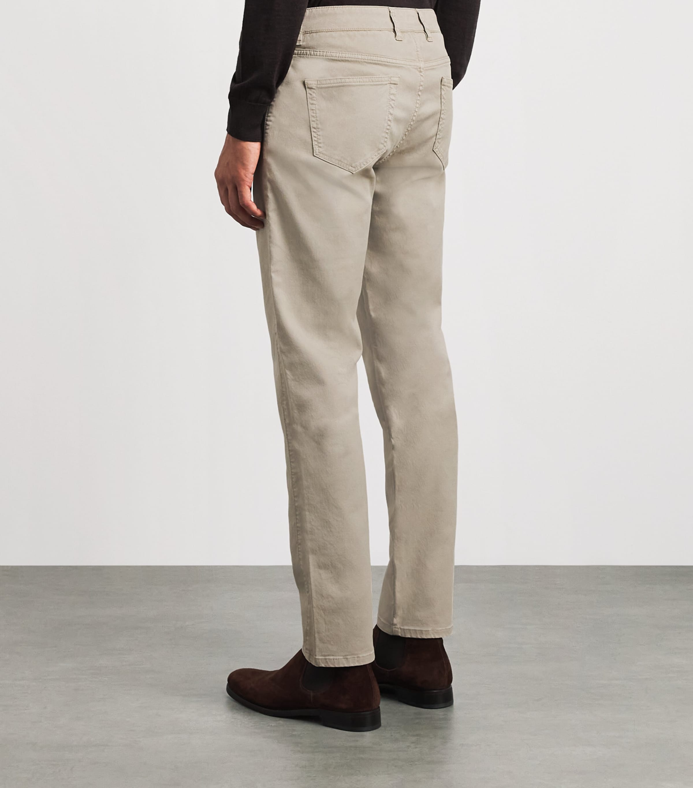 Purdey Mens Cotton-Blend Five-Pocket Trousers Stone Image 5