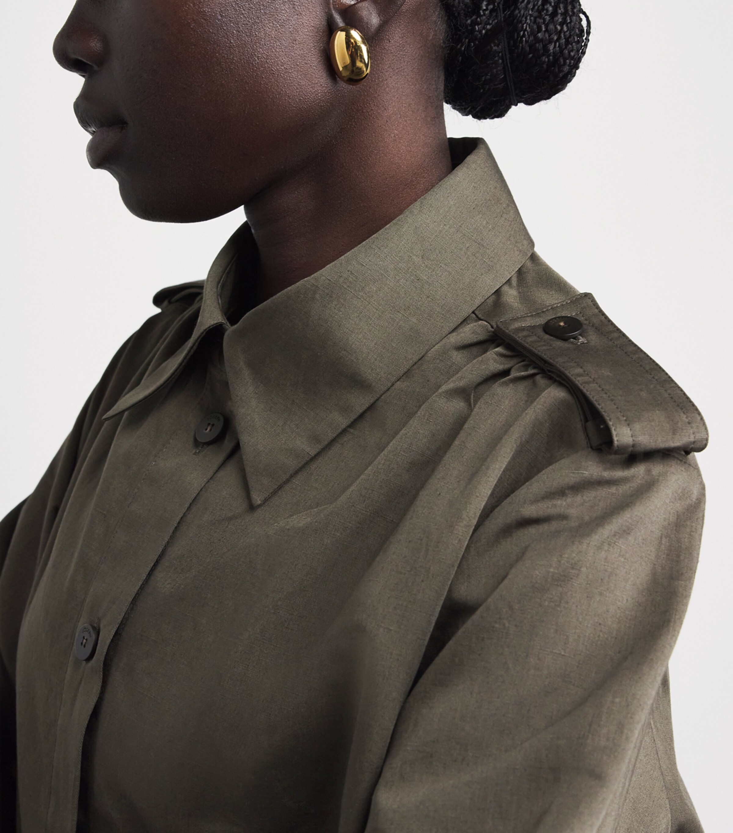 Joseph Womens Cotton-Linen Mars Shirt Palm Leaf Image 3