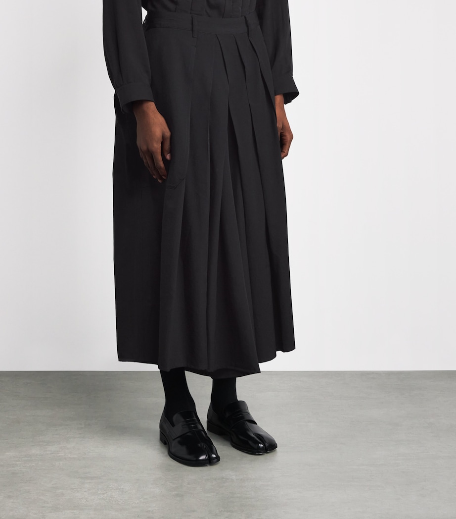 Wool Hakama Wide-Leg Trousers BLACK Image 3