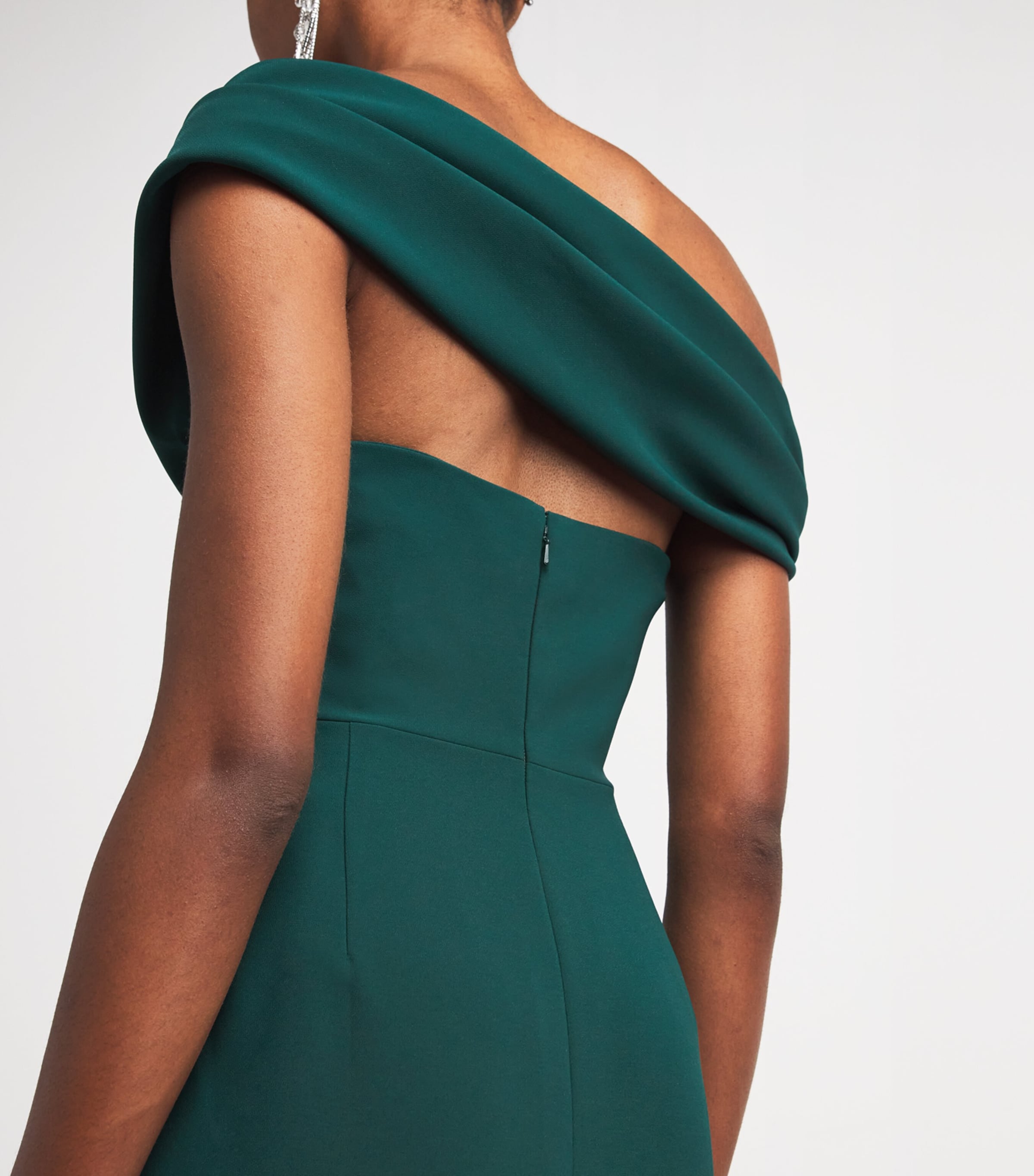 Crepe Draped Off-The-Shoulder Gown 034 PINE GREEN Image 6
