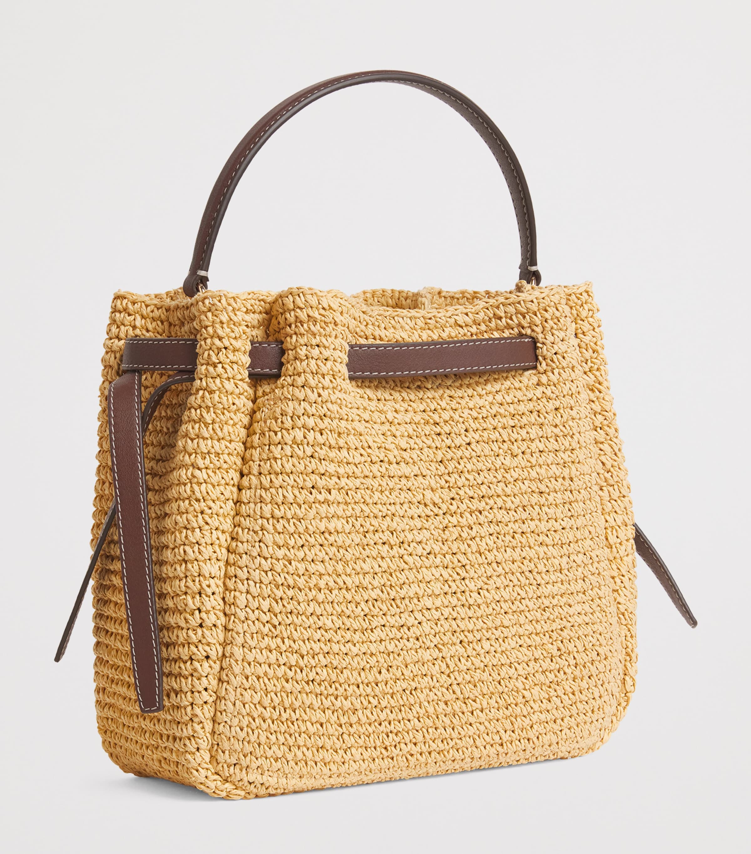 Tory Burch Small Raffia Romy Bucket Bag Natural Image 3