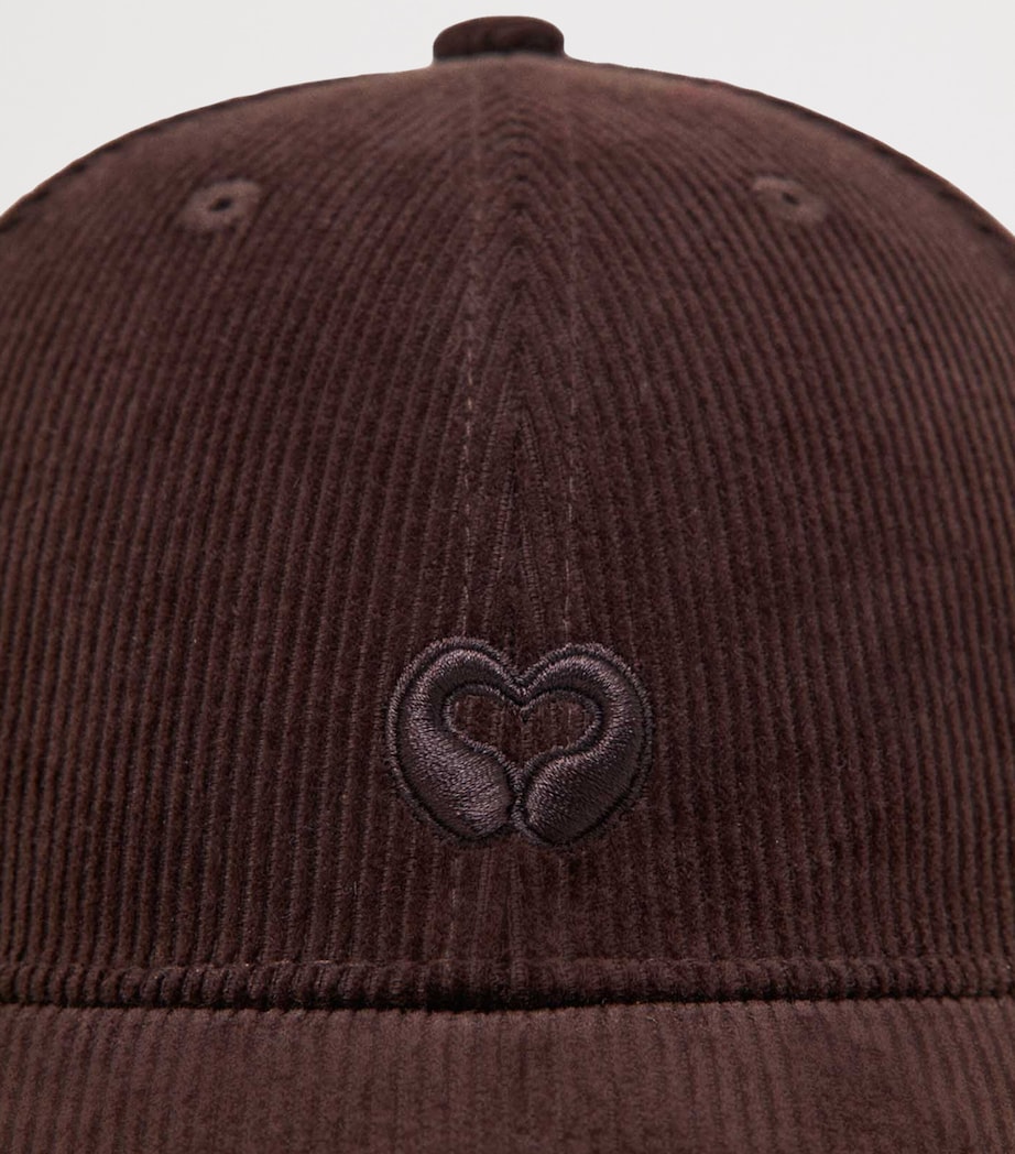 Maje Corduroy Logo Baseball Cap Dark Brown Image 4