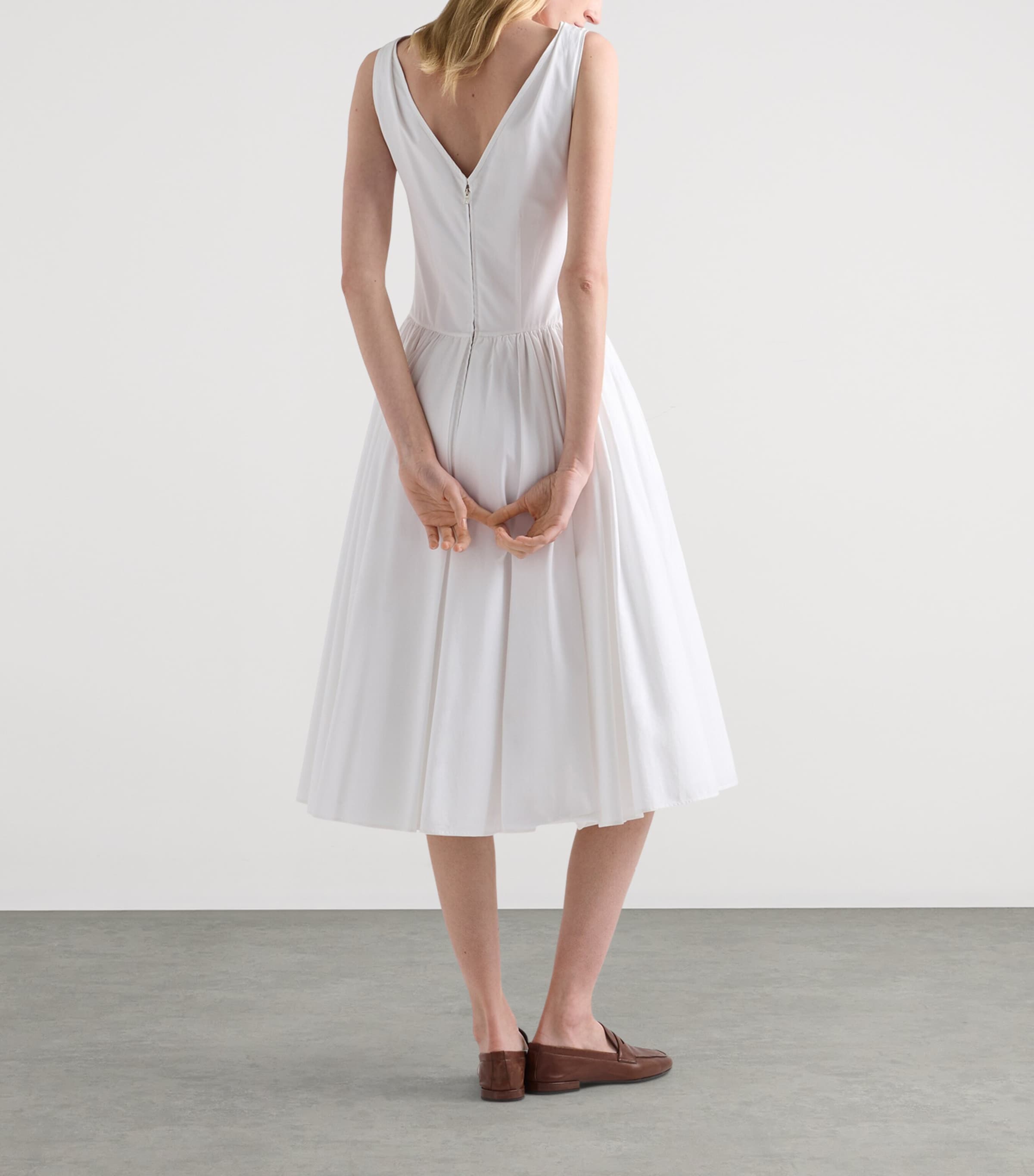 Prada Womens Cotton Poplin Midi Dress Image 5