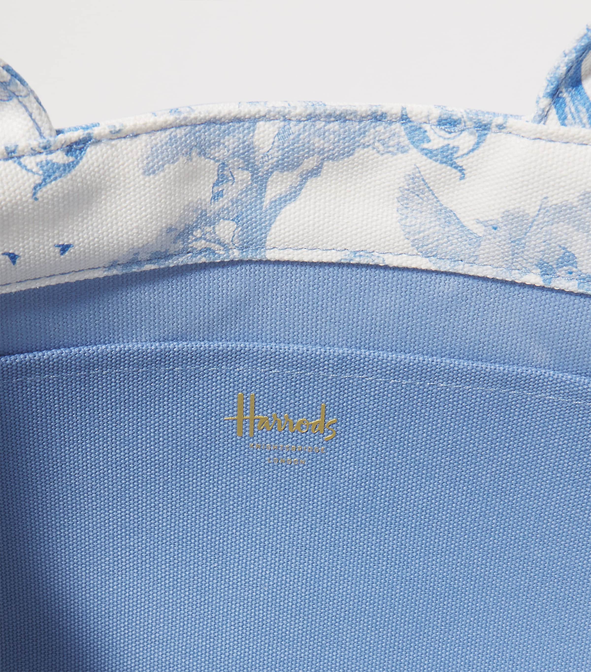 Harrods Small Toile Print Tote Bag Blue Image 4