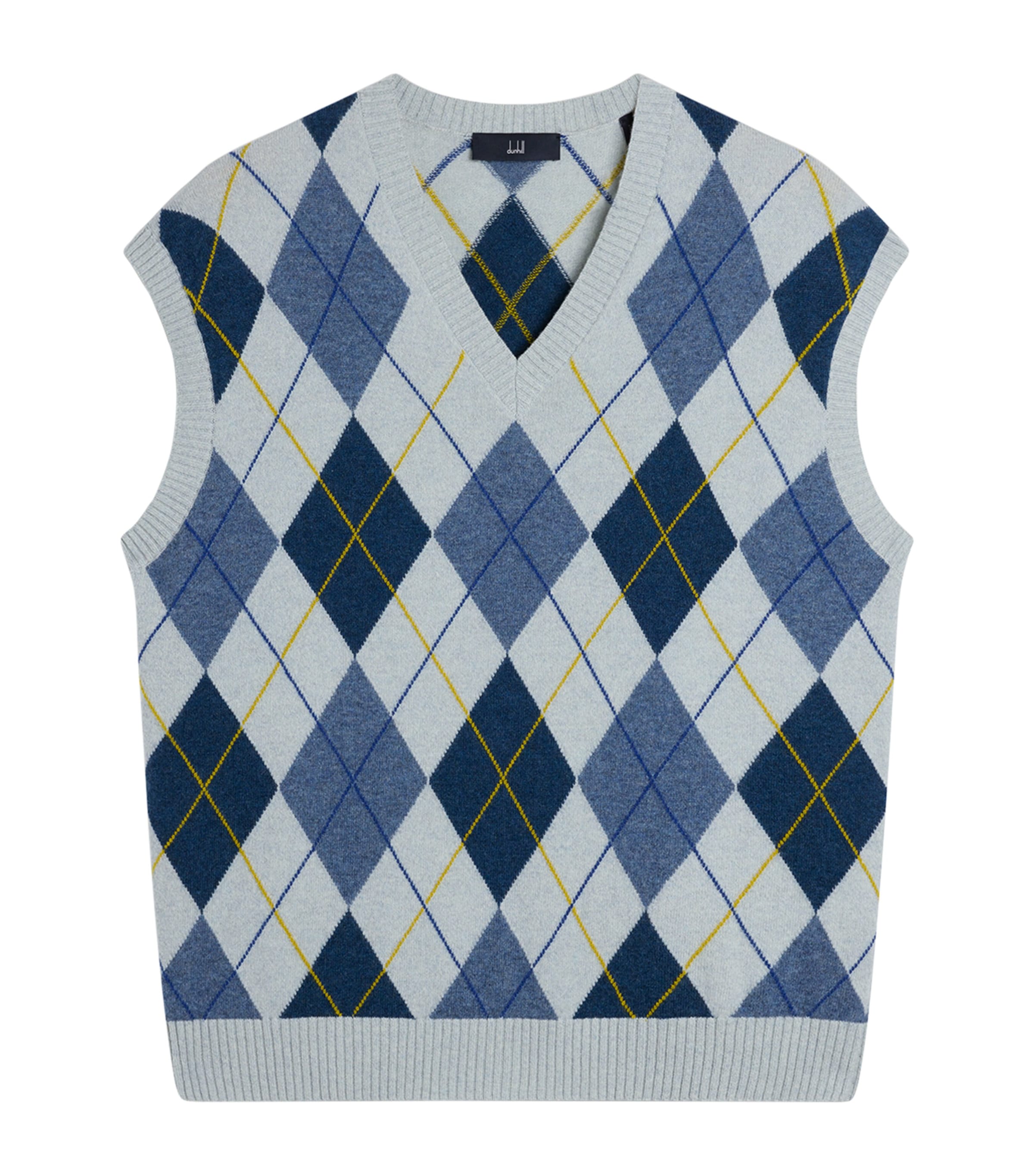 Dunhill Mens Cashmere Argyle Sweater Vest Denim Image 1