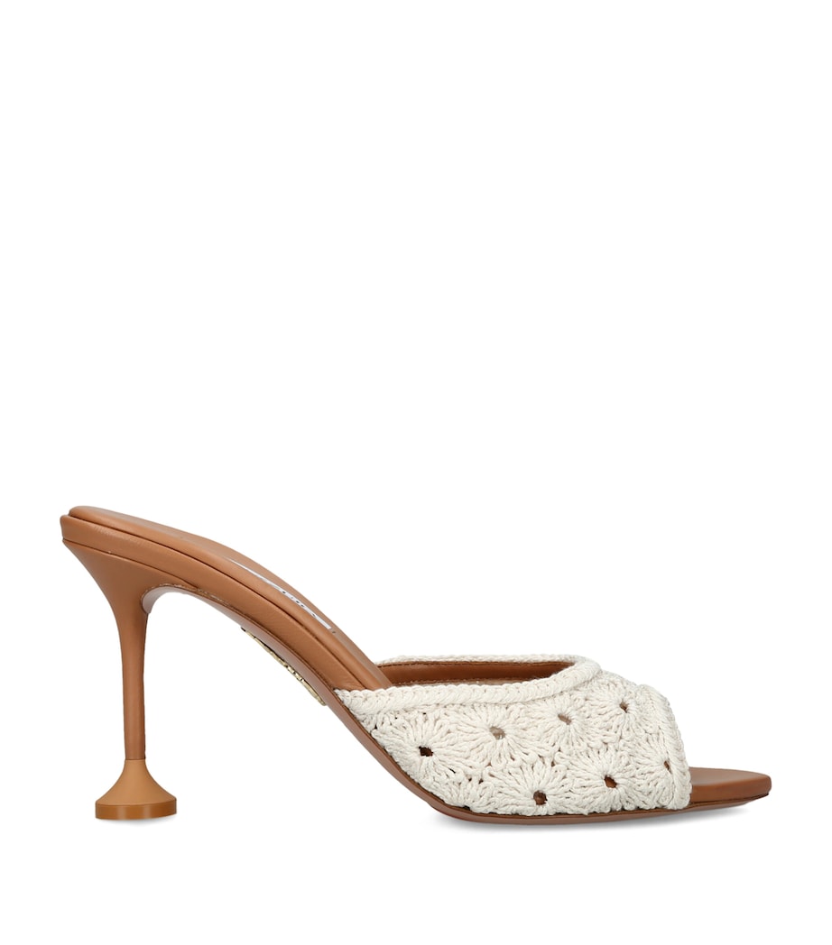 Aquazzura Woven Loom Mules 85 Cream Comb Image 1