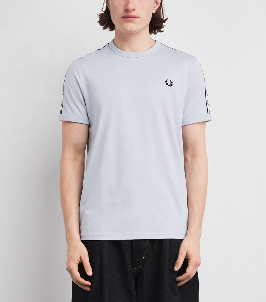 Fred Perry Mens Cotton Tape Ringer T-Shirt Dusky Blue Image 4