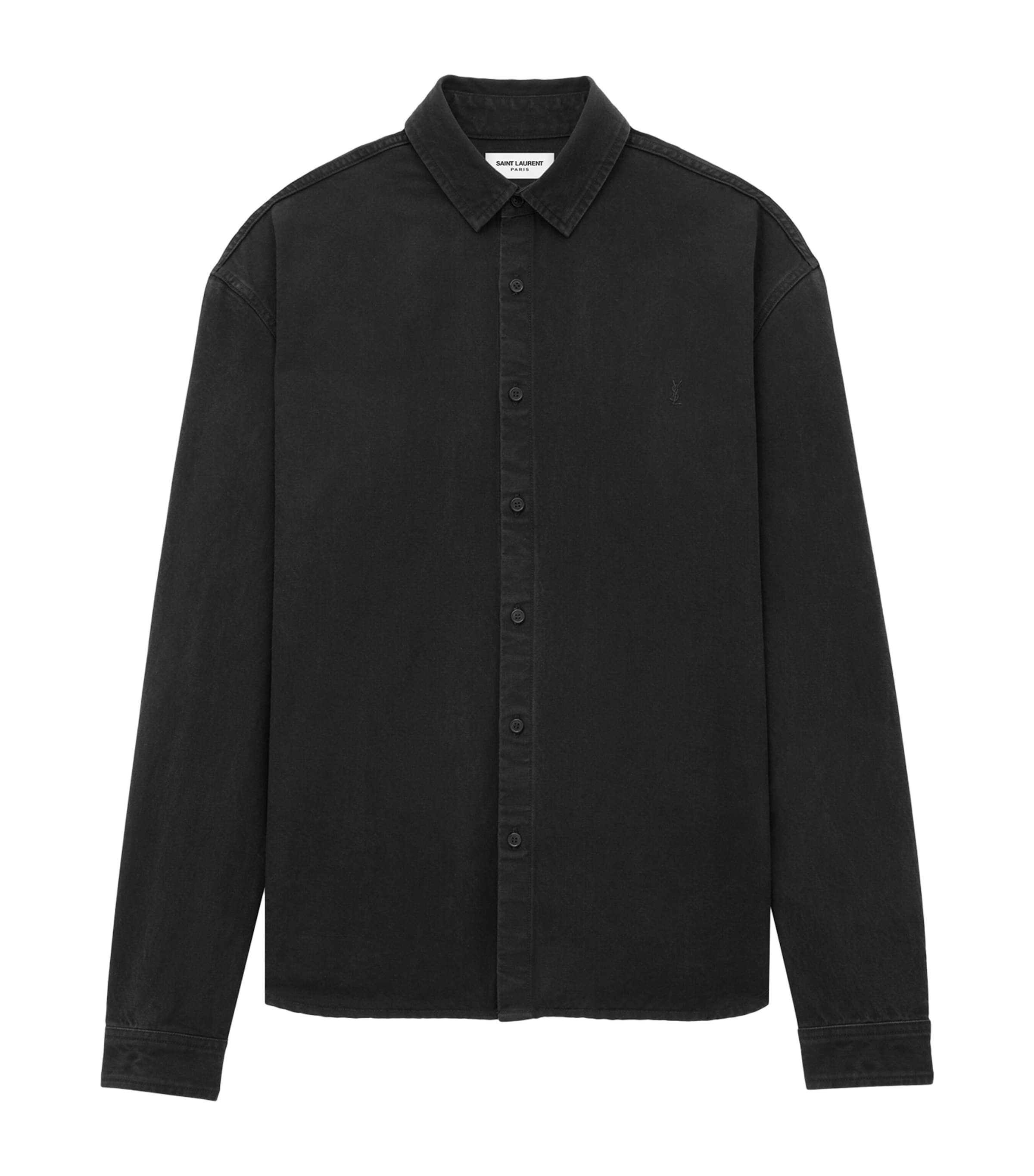 Saint Laurent Cassandre Denim Shirt In Grey