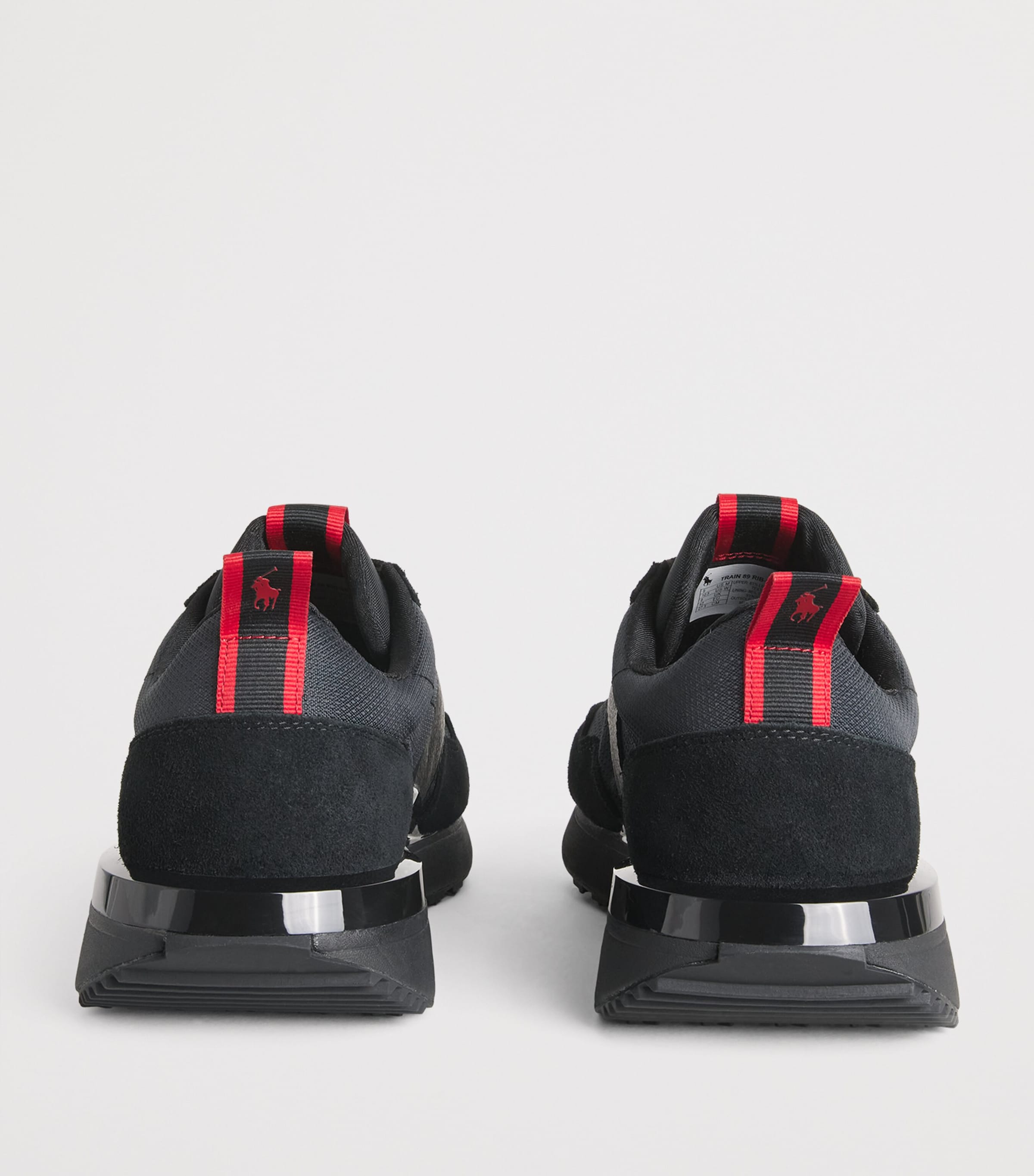 Polo Ralph Lauren Leather-Blend Logo Sneakers Triple Black/red Pp Image 5