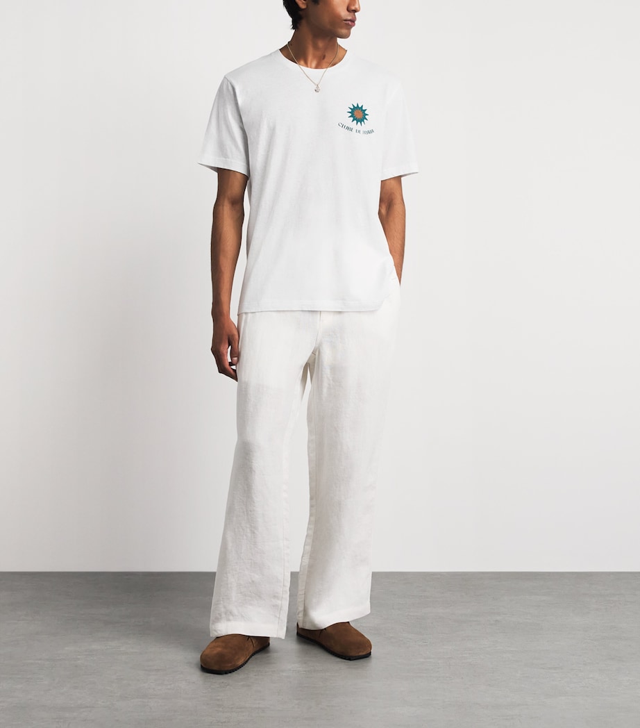 Frescobol Carioca Cotton-Linen Dinis T-Shirt Palm & Cream Image 2