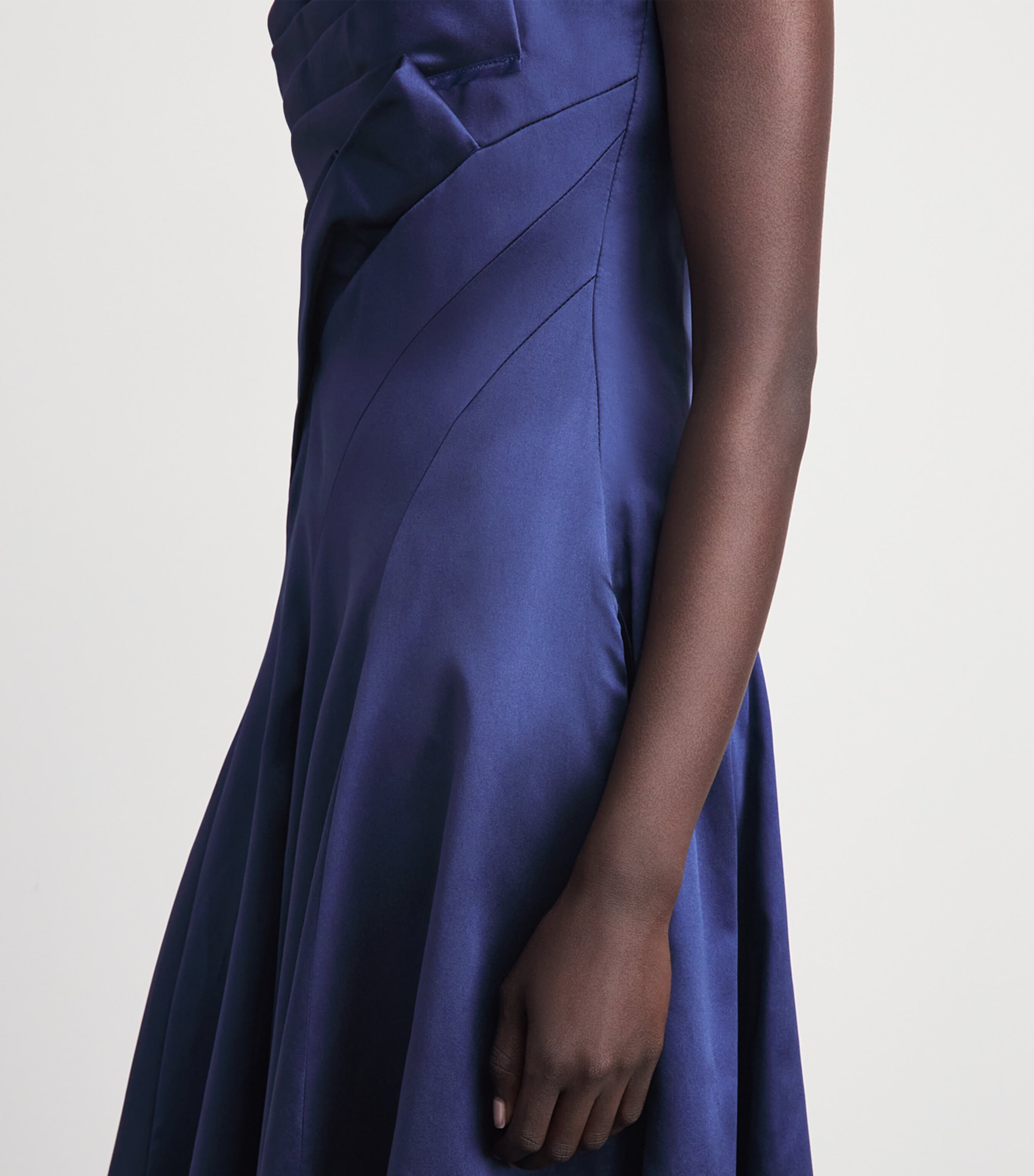 Talbot Runhof Womens Mikado Satin Pleated Gown Navy Image 5