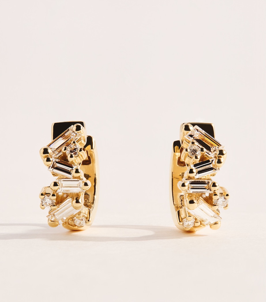 Suzanne Kalan Yellow Gold and Diamond Frenzy Huggie Earrings Yg/wd Image 1