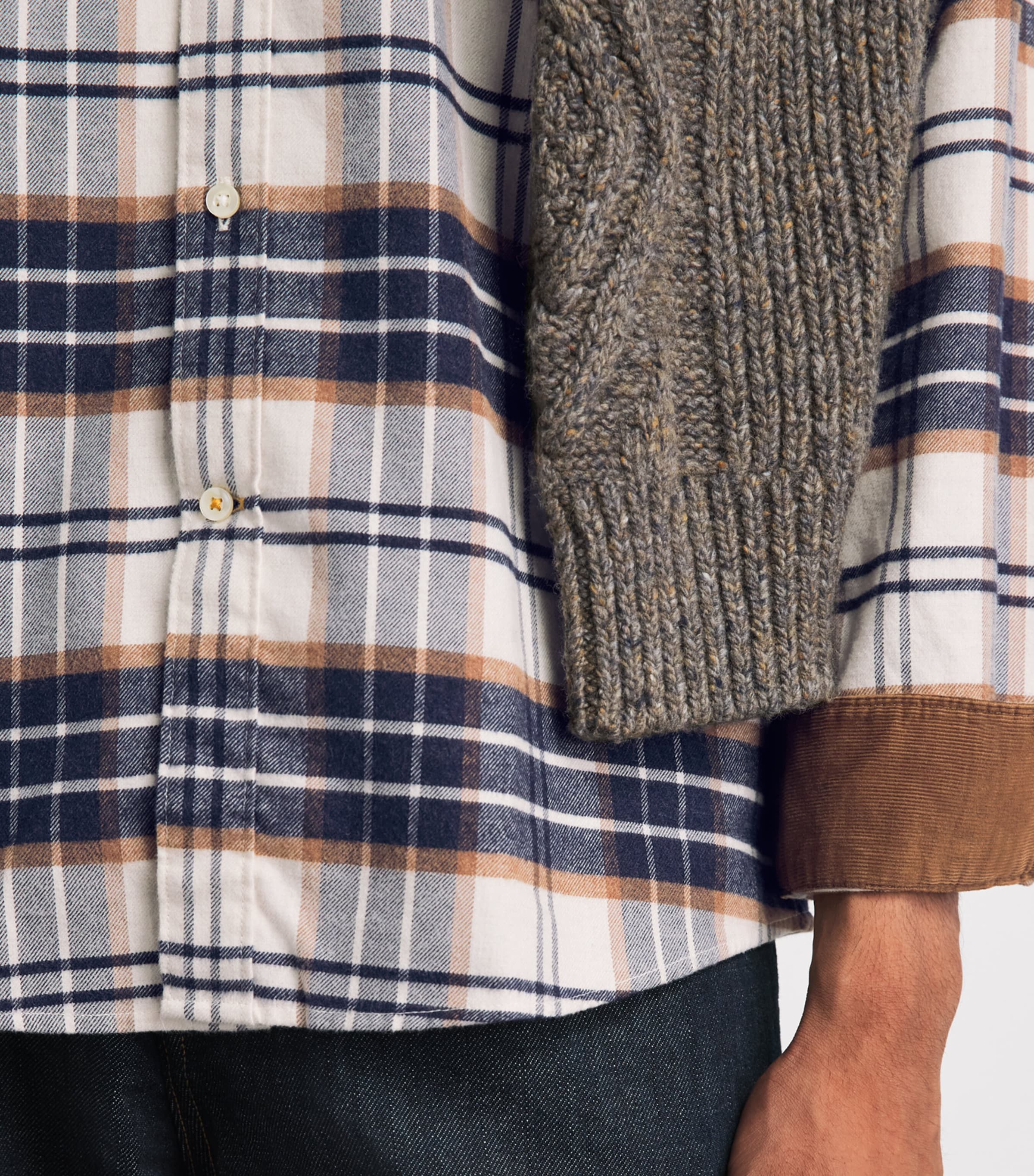 Barbour Mens Check Portdown Shirt Ecru Image 3