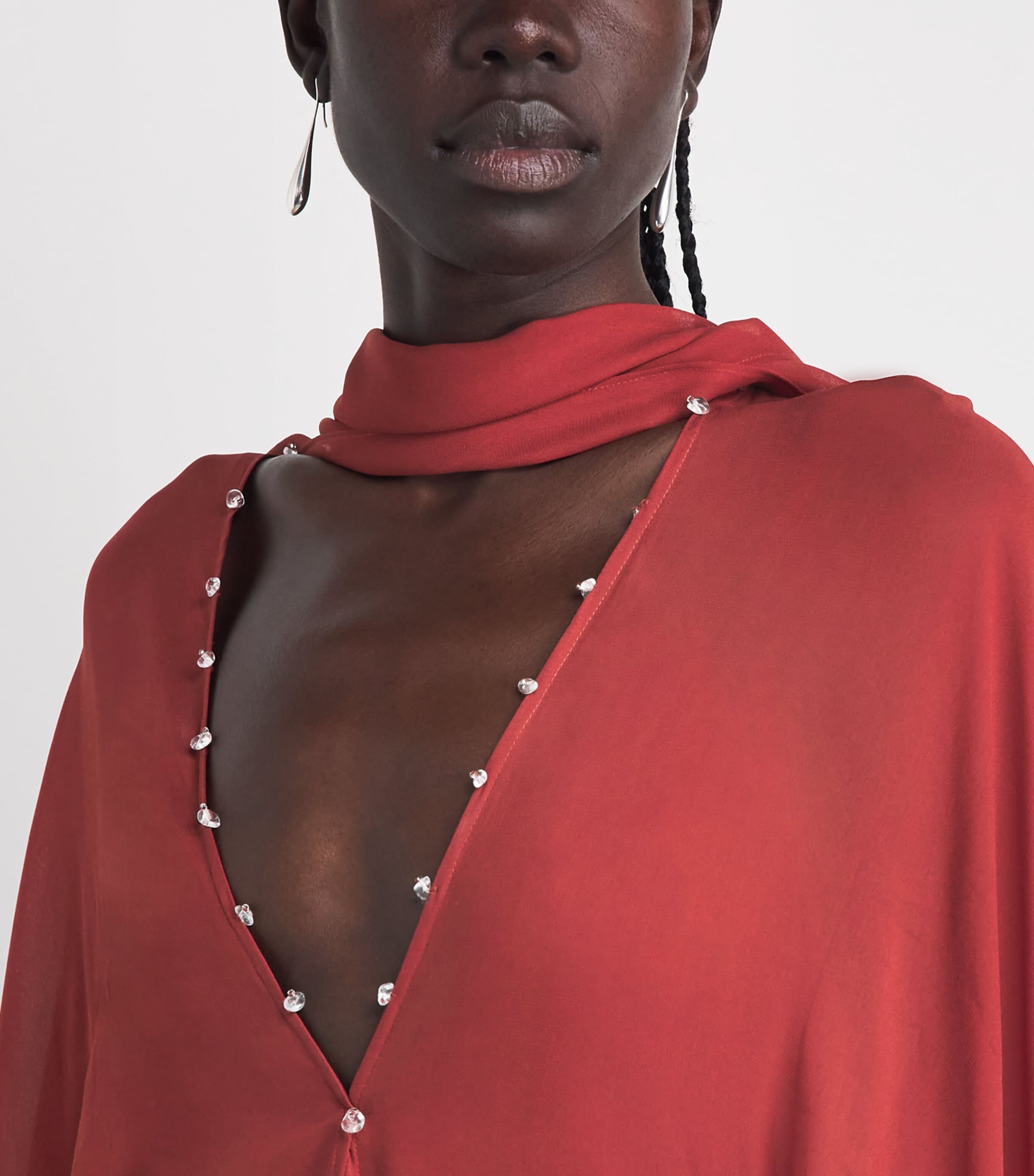 De La Vali Womens Georgette Florencia Maxi Dress Burnt Red Image 3