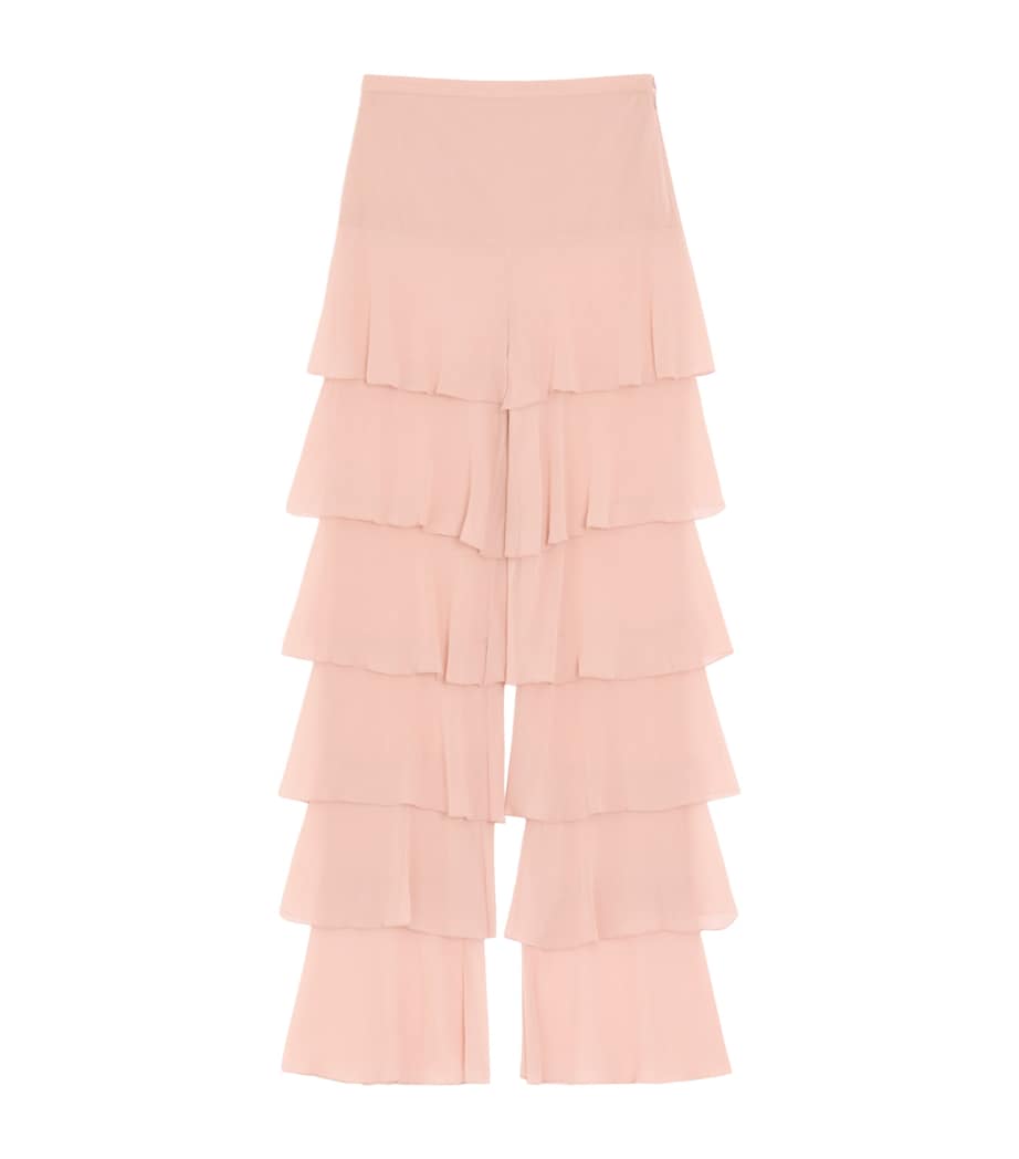 Valentino Womens Silk Tiered Straight Trousers Image 1