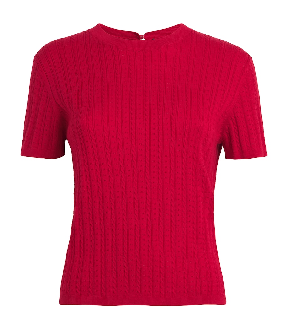 Maje Womens Cotton-Blend Cable Knit Sweater Red Image 1