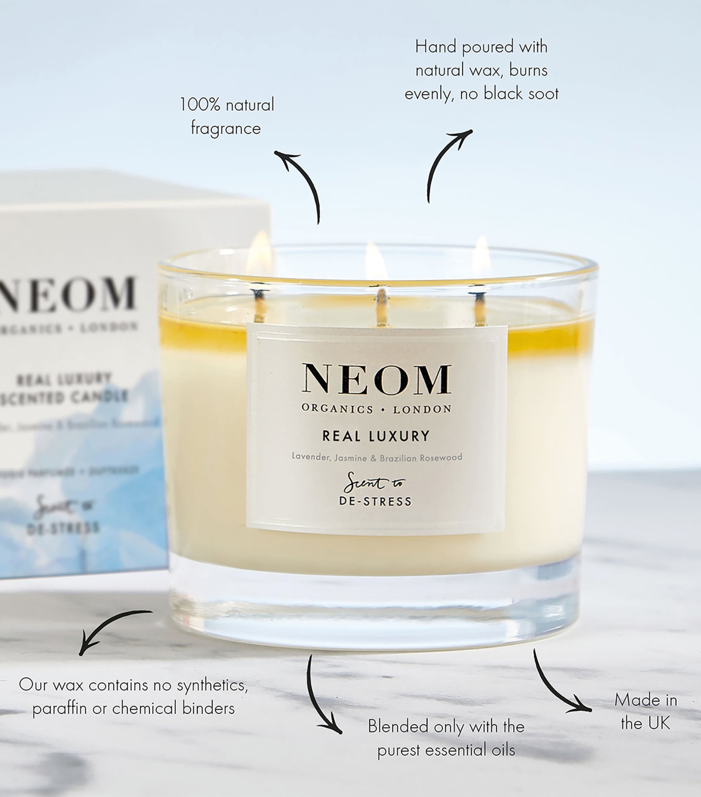 NEOM Real Luxury 3-Wick Candle (420g) | Harrods BS