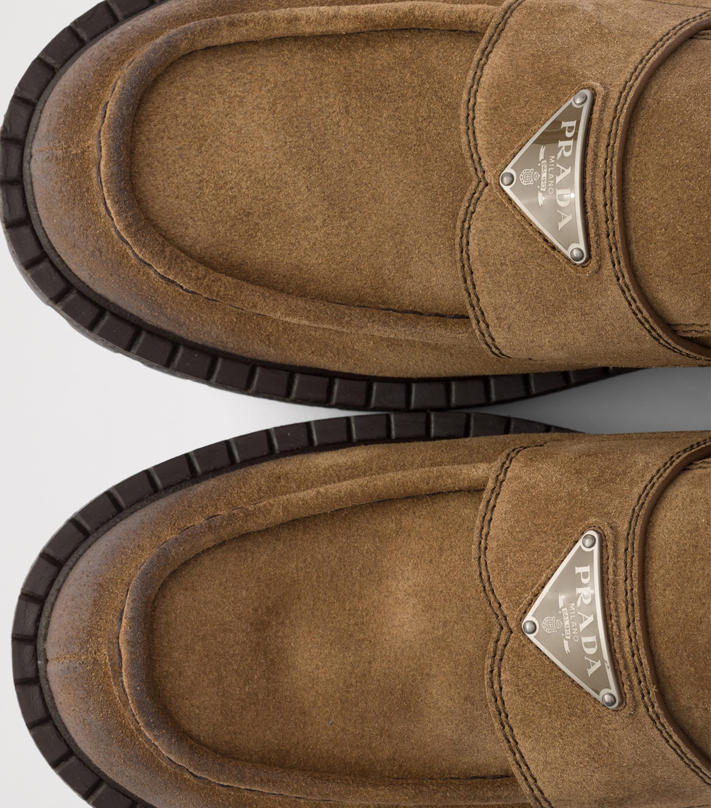 Prada Suede Aged Chunky Loafers Brown Image 7