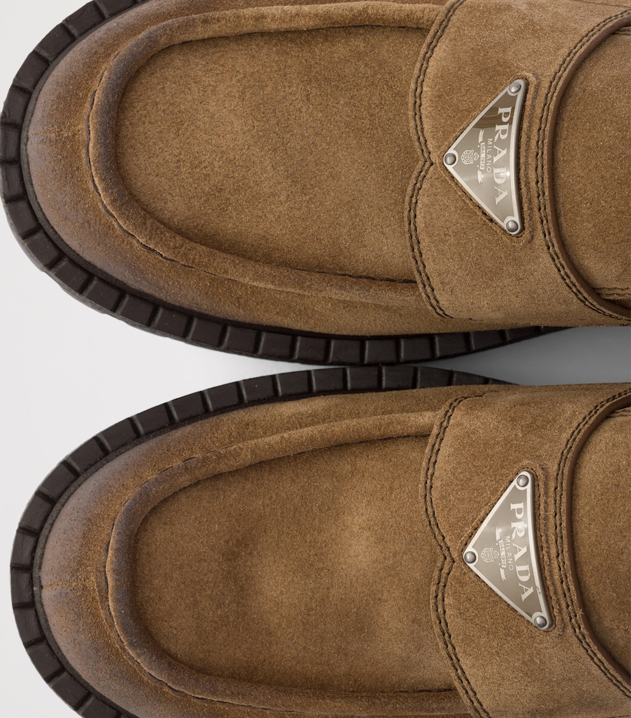 Prada Suede Aged Chunky Loafers Brown Image 7