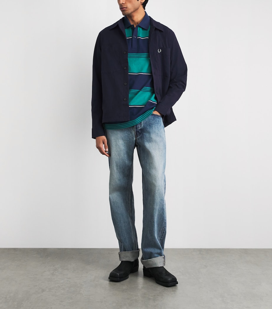 Fred Perry Mens Seersucker Double-Pocket Overshirt Navy Image 2