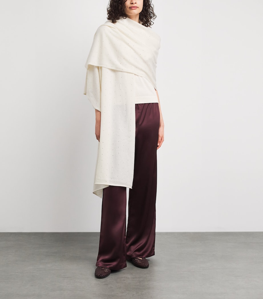 William Sharp Cashmere Crystal-Embellished Scarf Winter White/si Image 2
