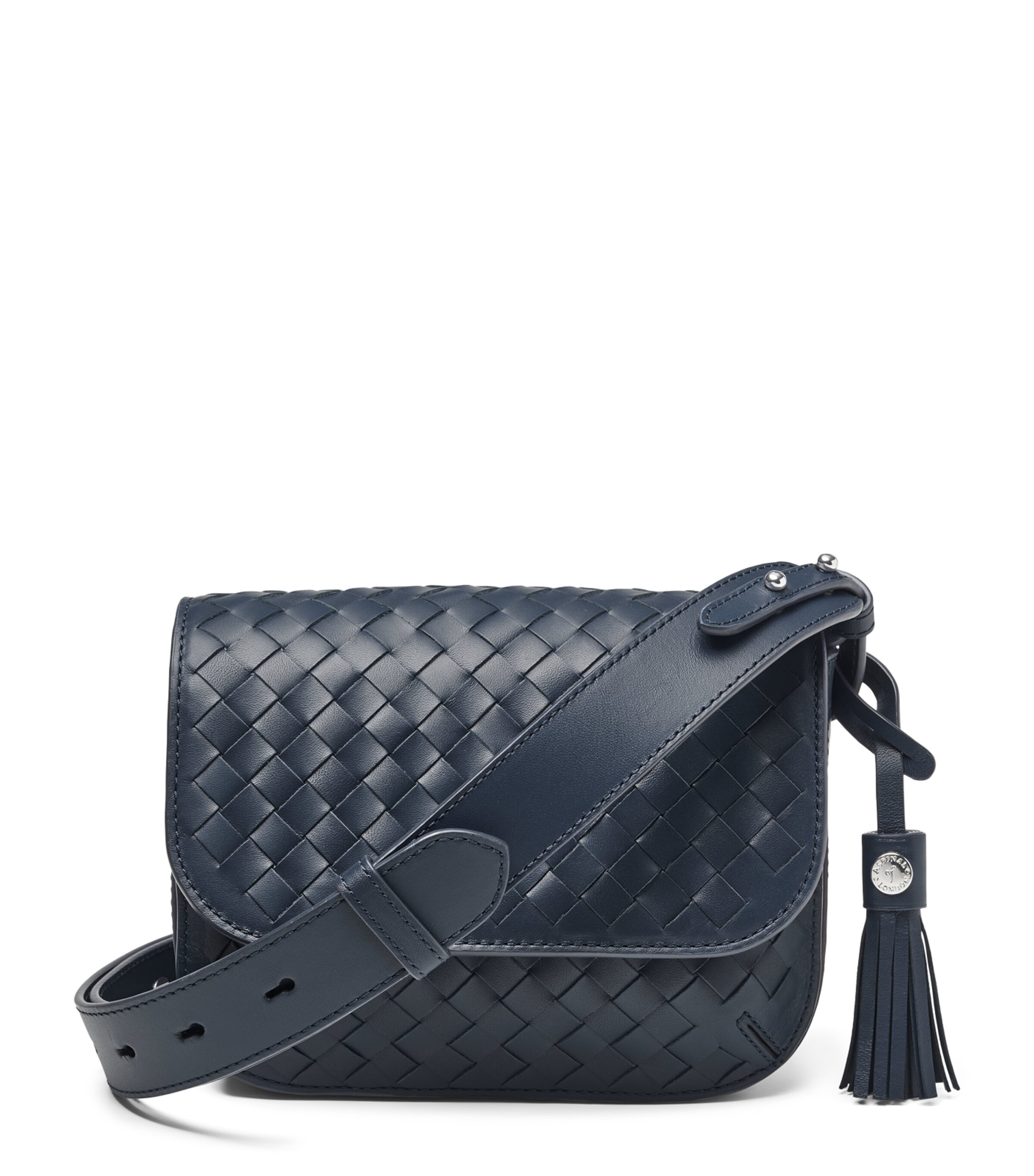 Aspinal Of London Woven Leather Ella Cross-body Bag In Navy