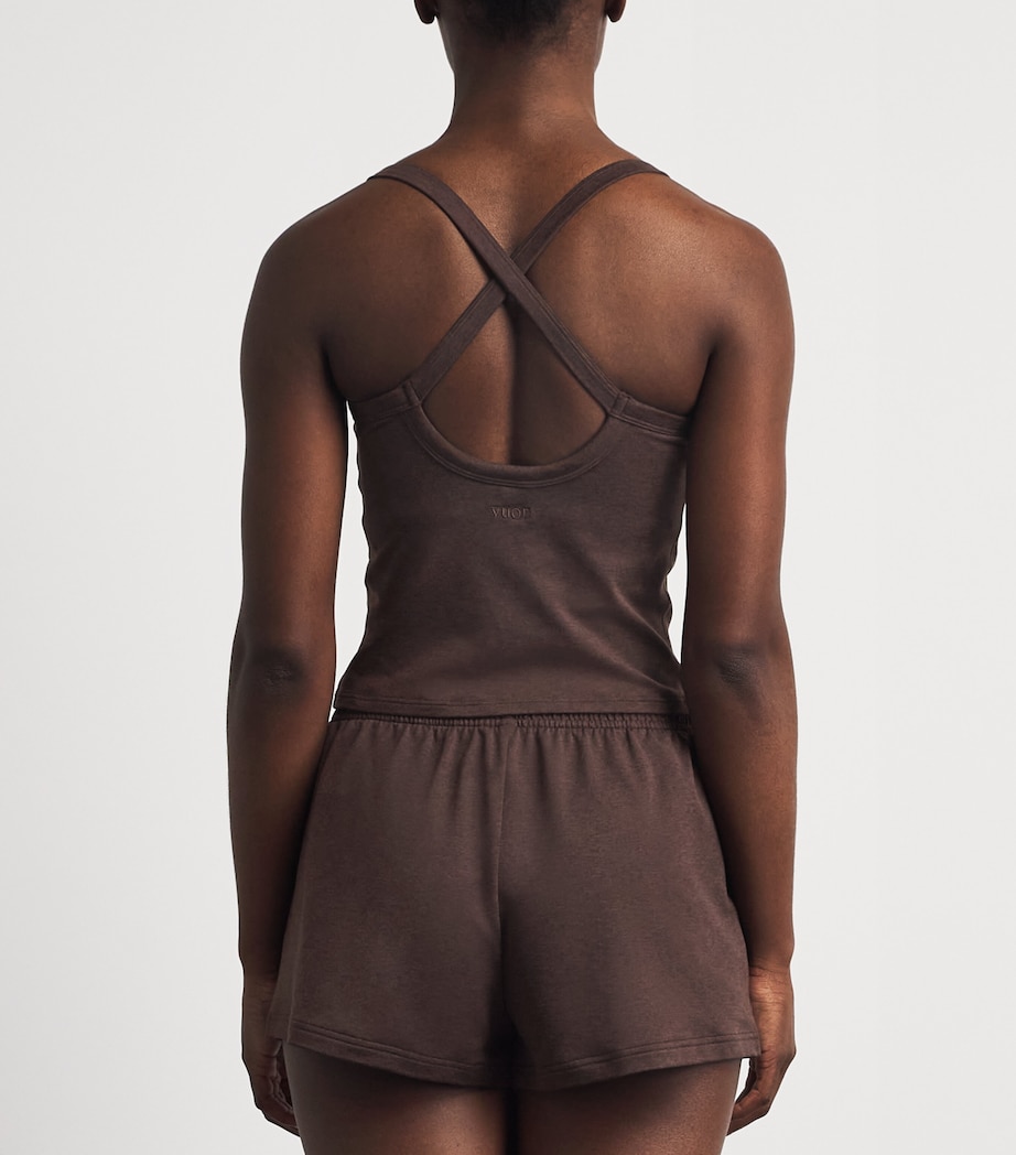 VUORI Womens Halo Cross Back Tank Top Java Heather Image 5