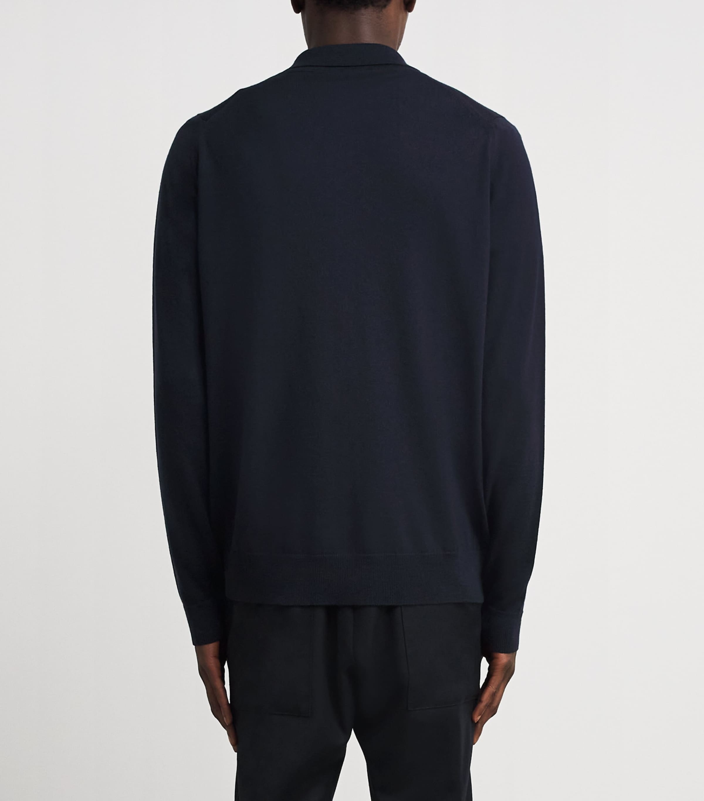 John Smedley Navy Extra Fine Merino Wool Tibor Shirt