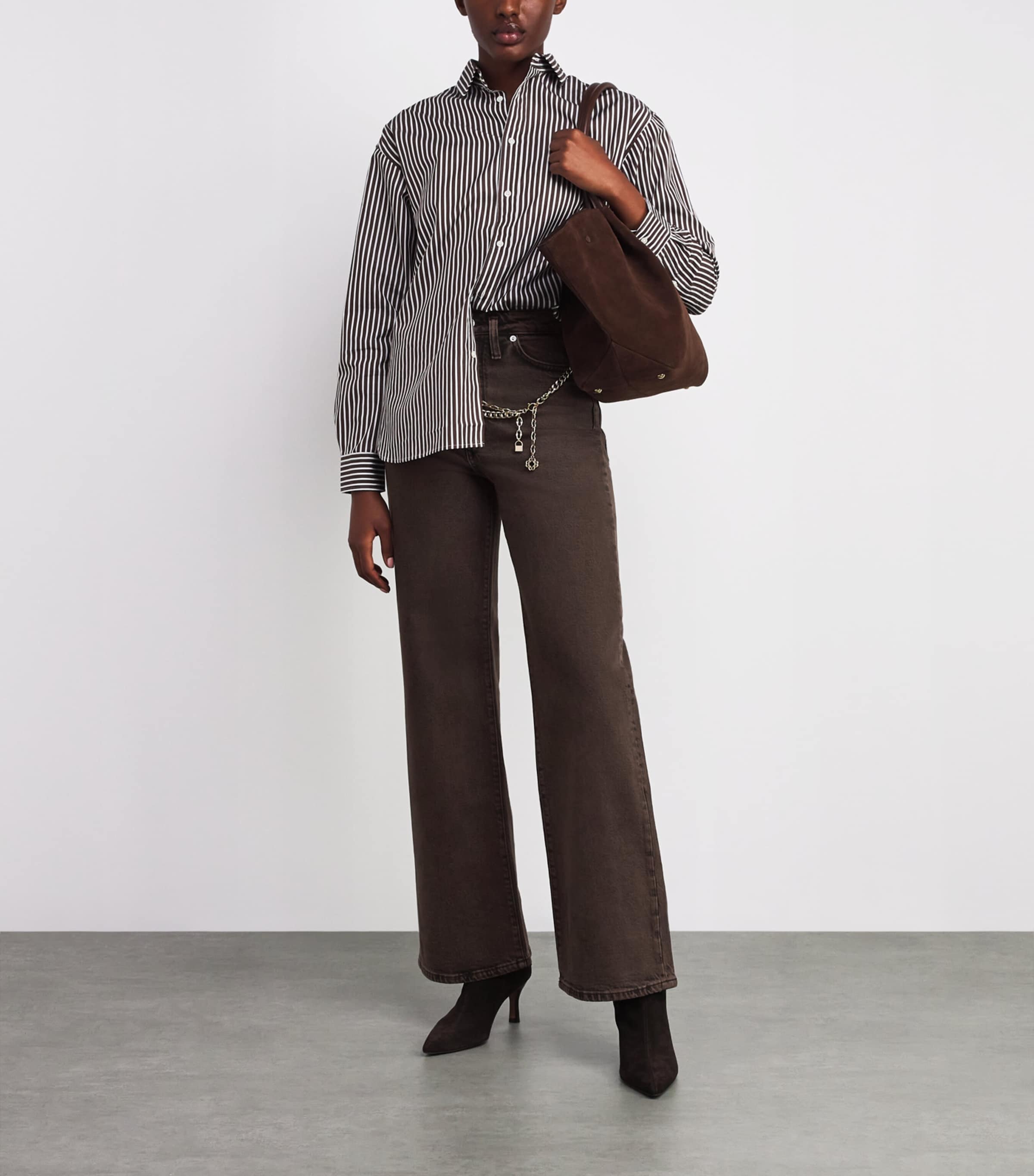 Chain-Detail Wide-Leg Jeans BROWN Image 2