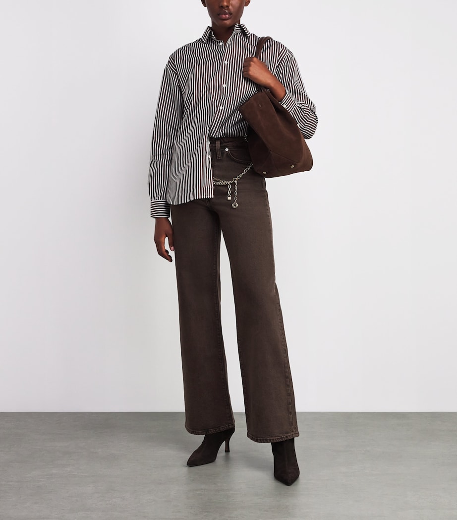 Chain-Detail Wide-Leg Jeans BROWN Image 2