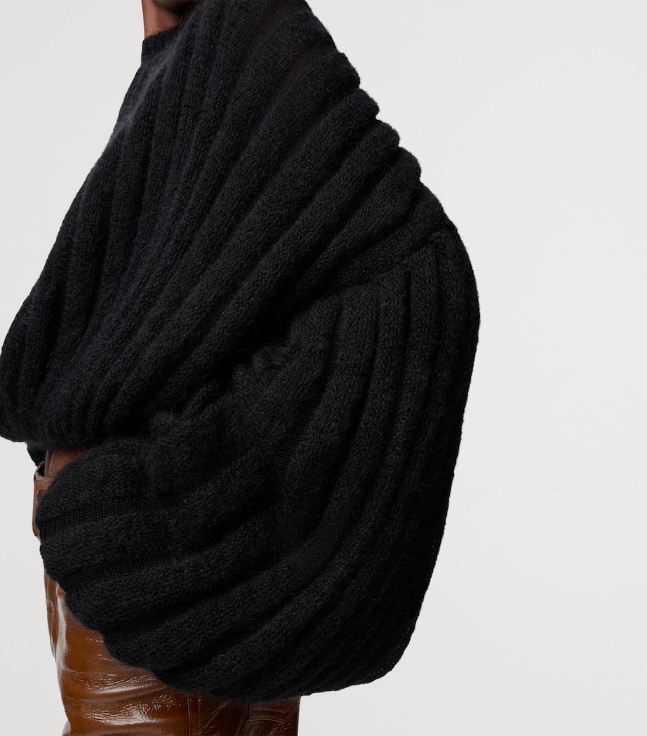 Ribbed Balloon-Sleeve Sweater BLACK Image 5