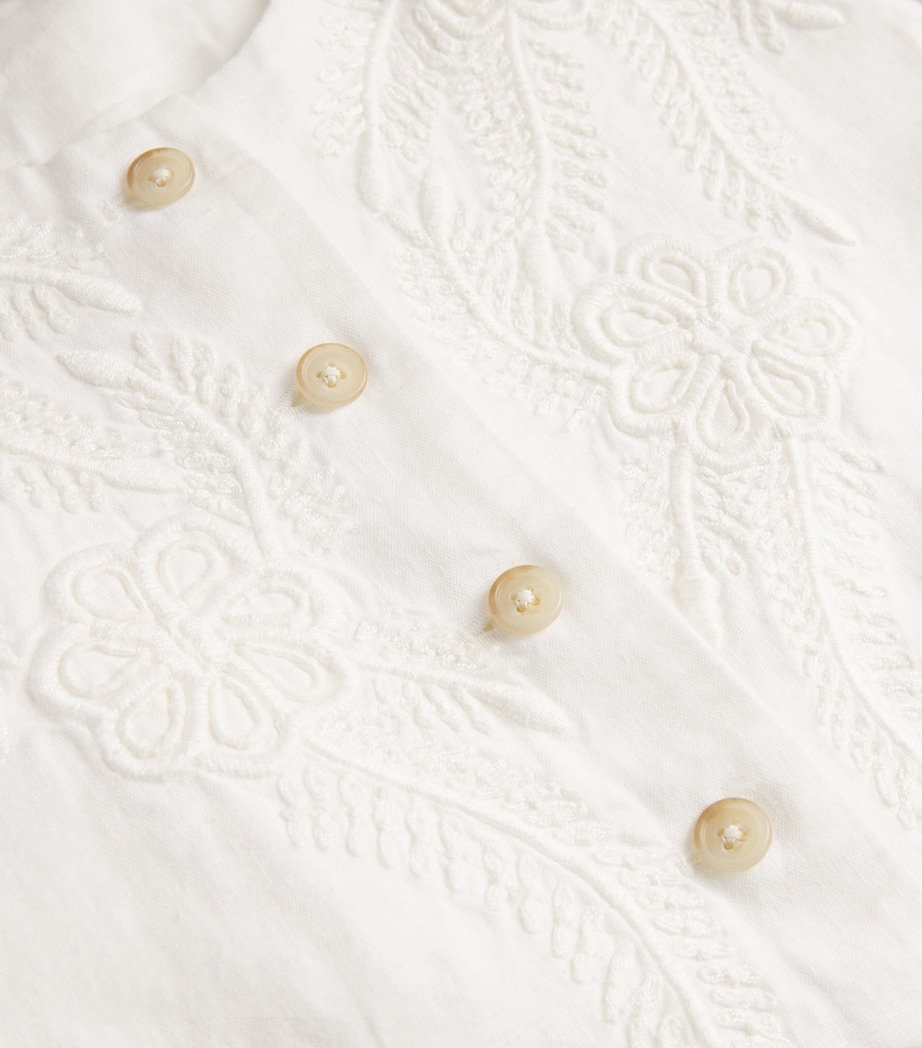 Linen Embroidered Jacket PRCHMNT CR Image 5