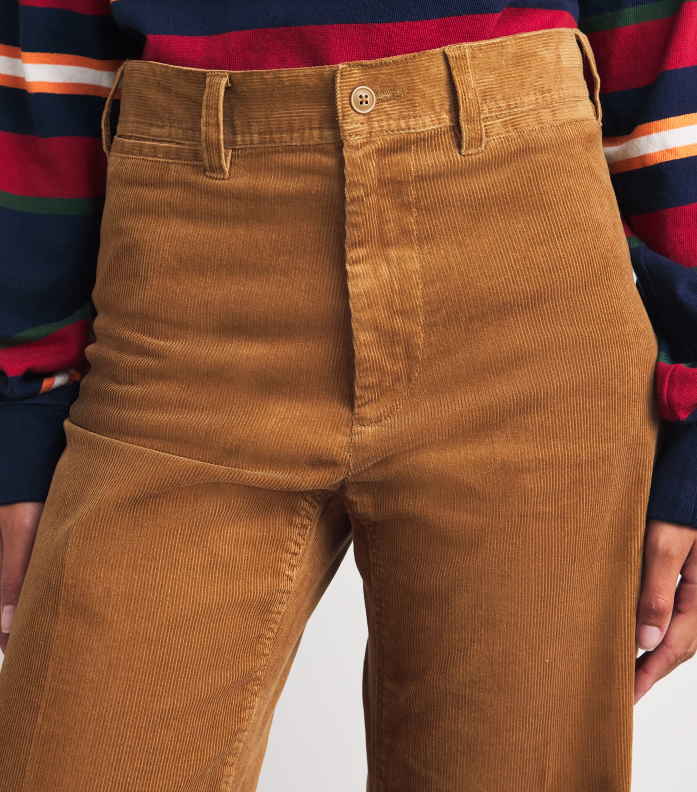 Polo Ralph Lauren Womens Corduroy Beaton Flare Trousers Tan Image 3