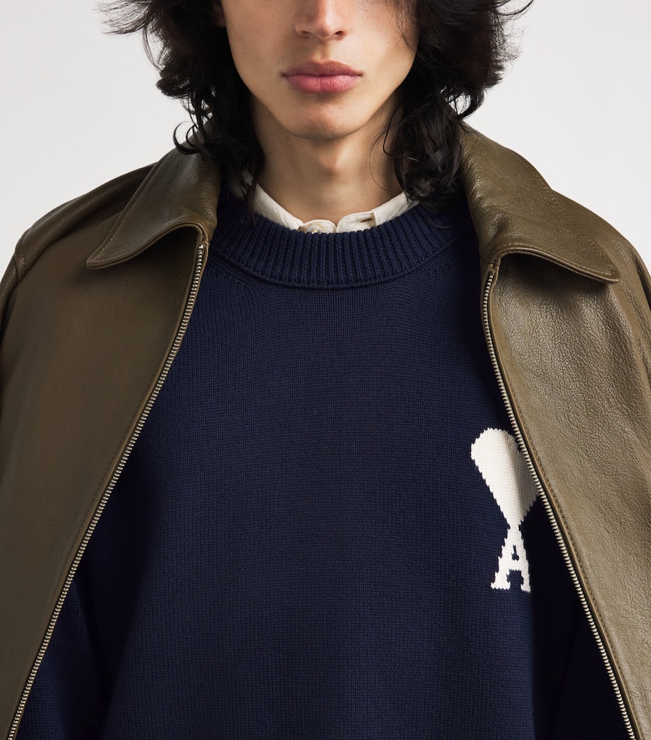 Wool-Cotton Ami de Coeur Sweater A116 ENCRE/ECRU Image 6