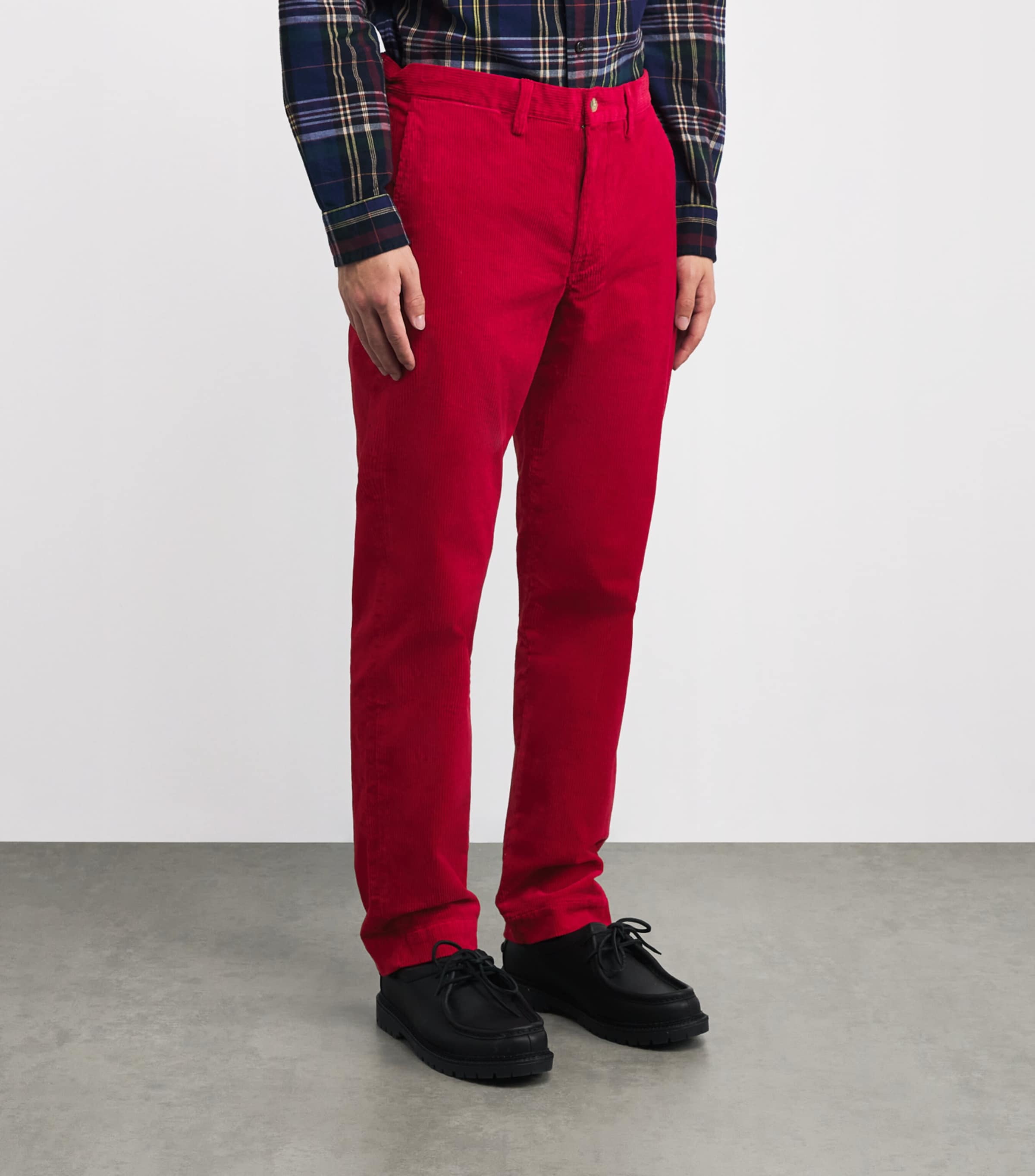 Corduroy Bedford Straight Trousers RED Image 3