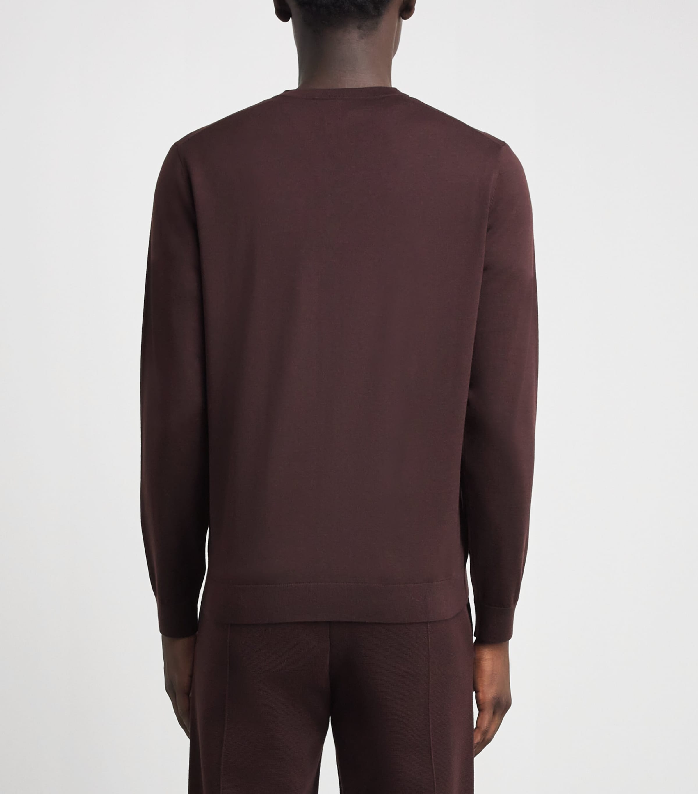 Falke Mens Ultrafine Merino Wool V-Neck Sweater Dark Choco Image 5